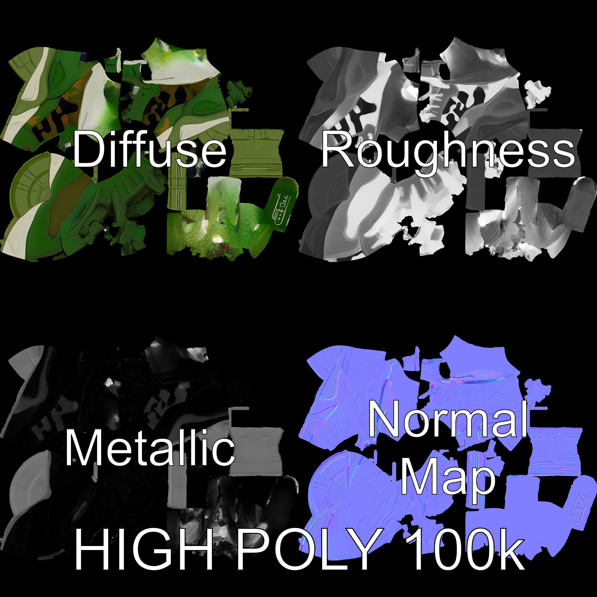 Camouflage Sneaker Model Pack Low-poly 3D model_2