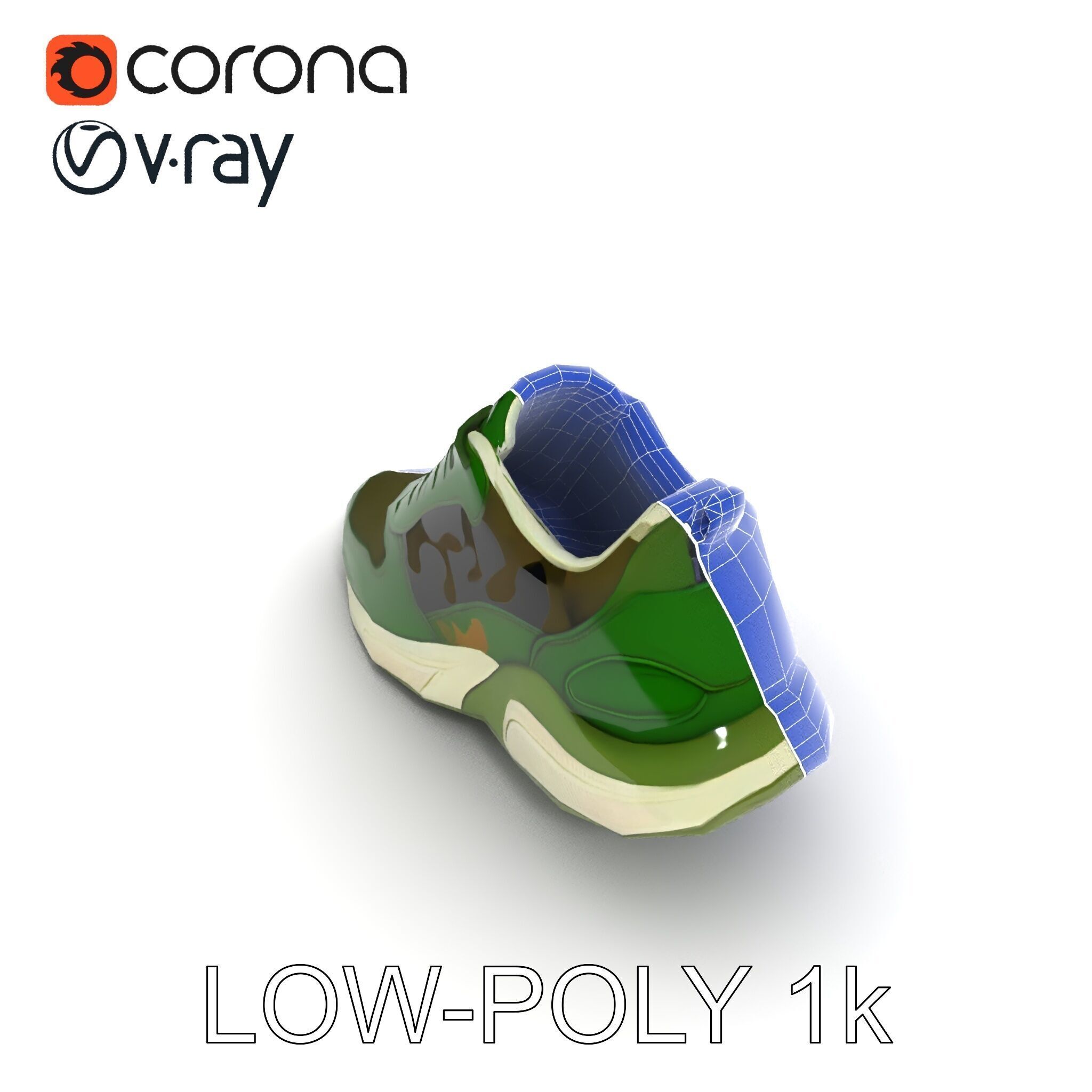 Camouflage Sneaker Model Pack Low-poly 3D model_11