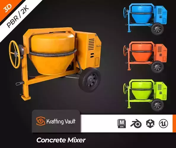 Concrete Mixer Low-poly 3D model