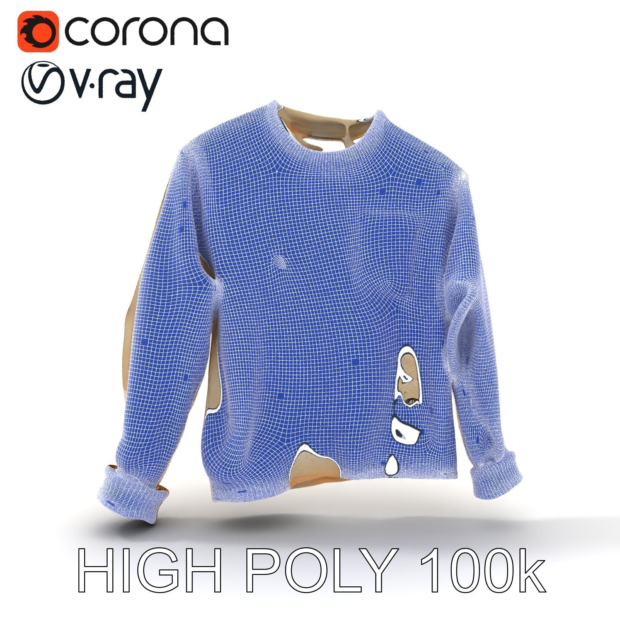 Worn Sweater Model Pack with Detailed Texture Low-poly 3D model_26
