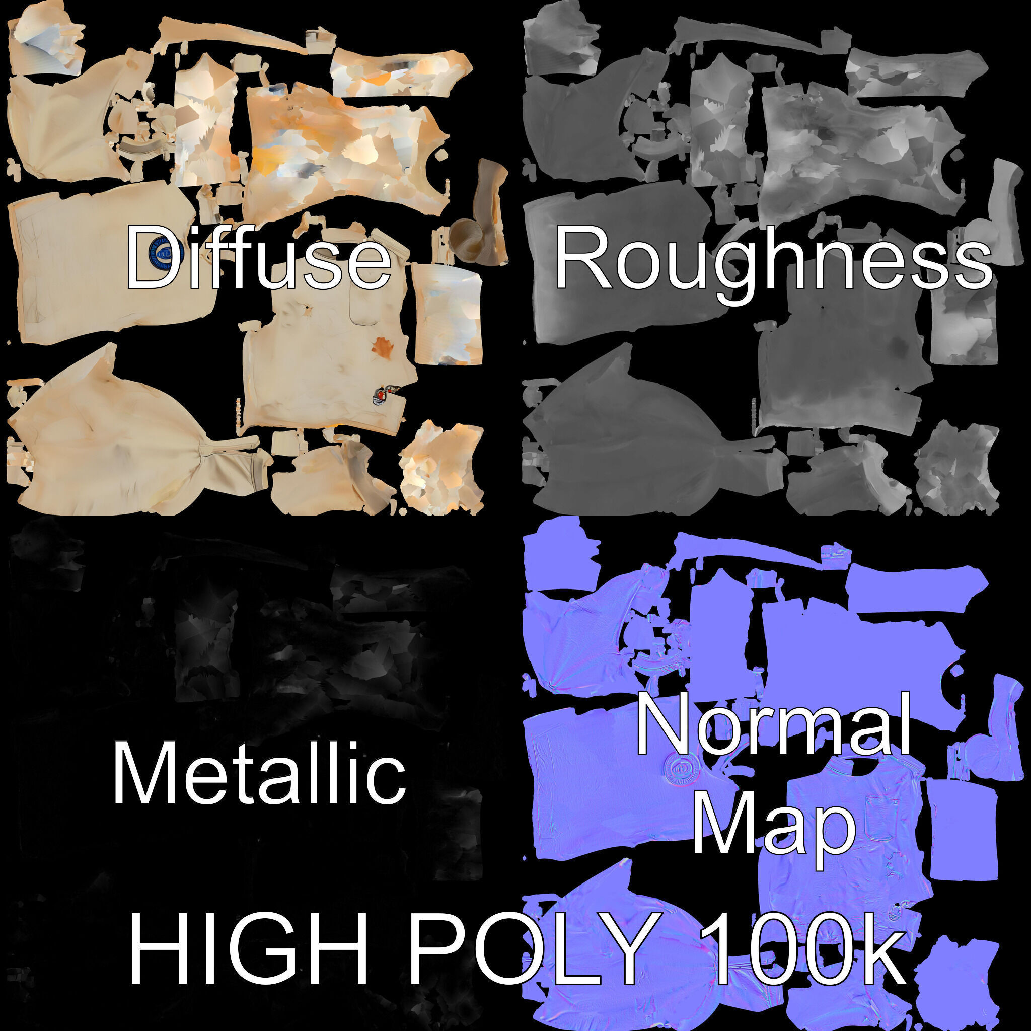 Worn Sweater Model Pack with Detailed Texture Low-poly 3D model_2