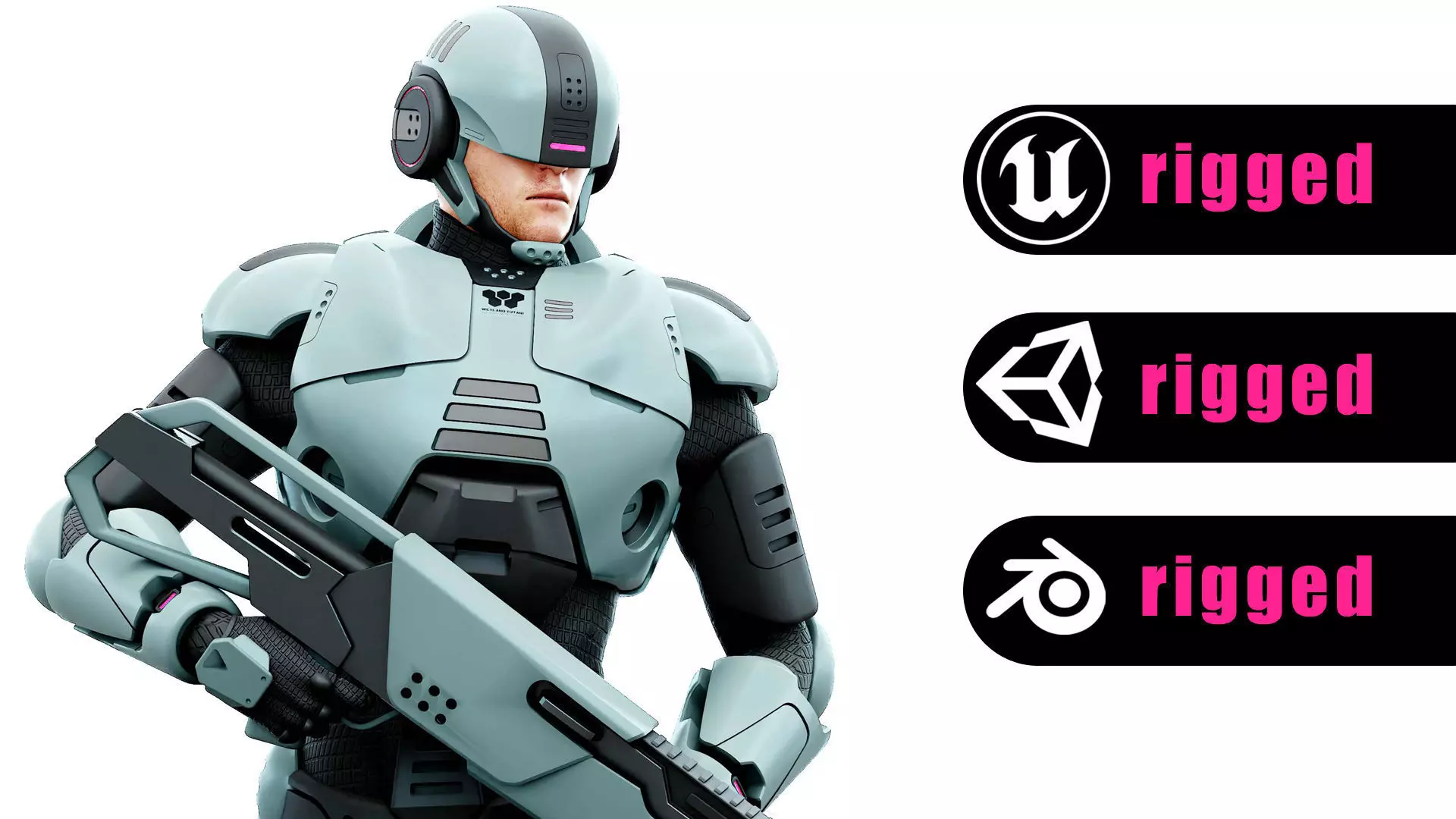 CYBORG SOL-70 Rigged for Unreal Engine - Unity - MIXAMO 3D model