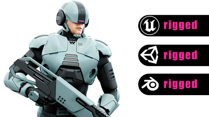CYBORG SOL-70 Rigged for Unreal Engine - Unity - MIXAMO 3D model