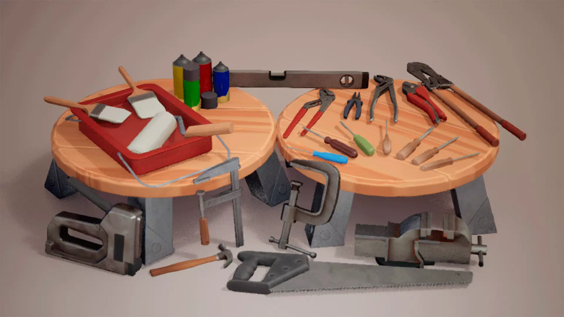 Stylized Tools Low-poly 3D model_0