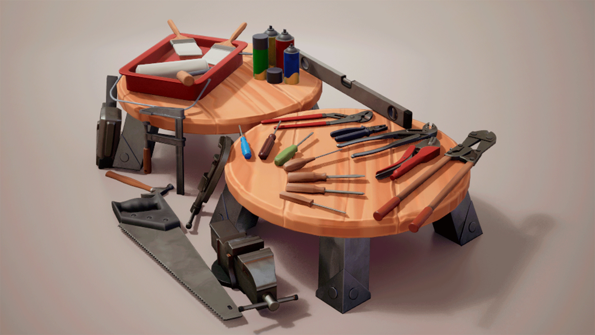 Stylized Tools Low-poly 3D model_5