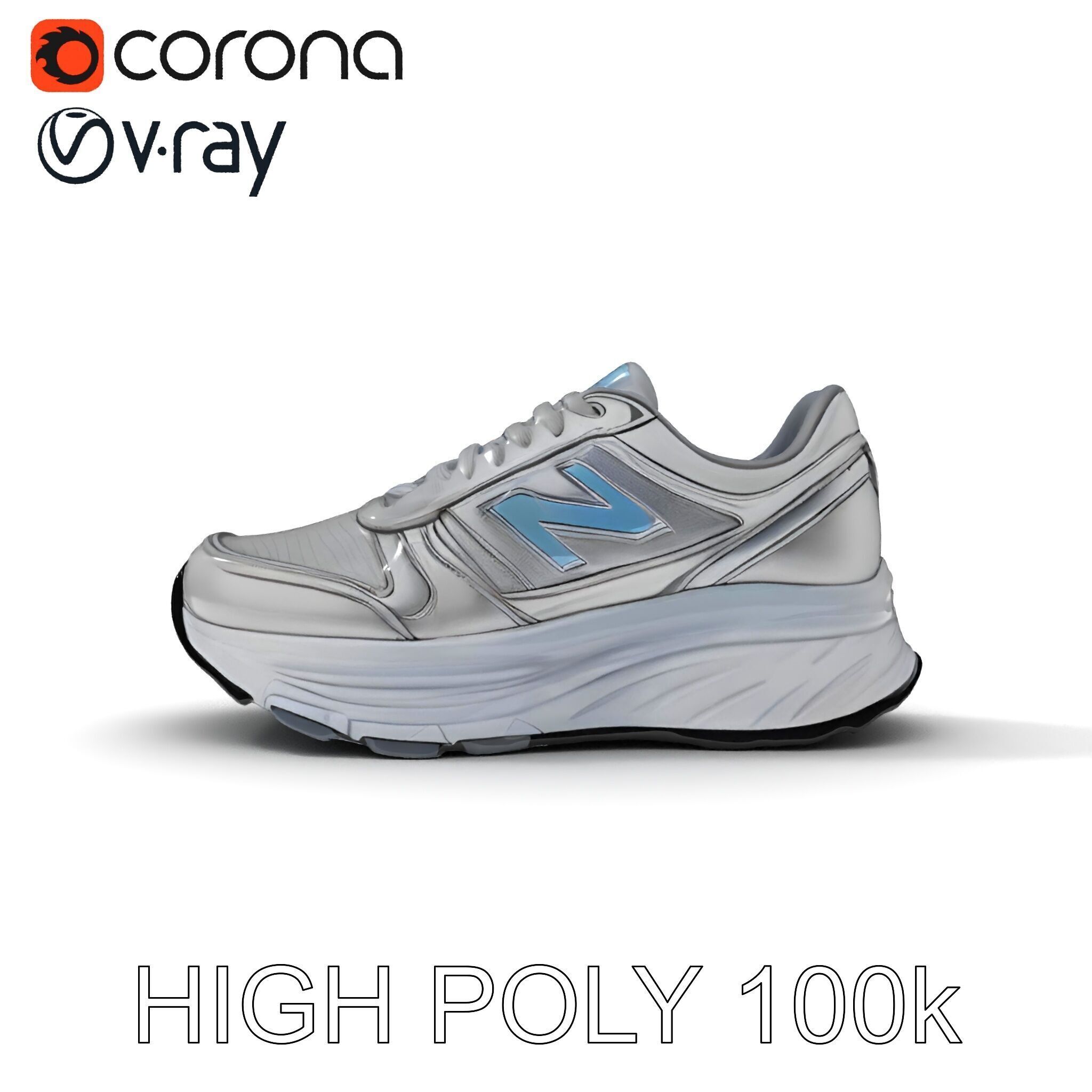 Metallic Athletic Sneaker Model Pack Low-poly 3D model_34