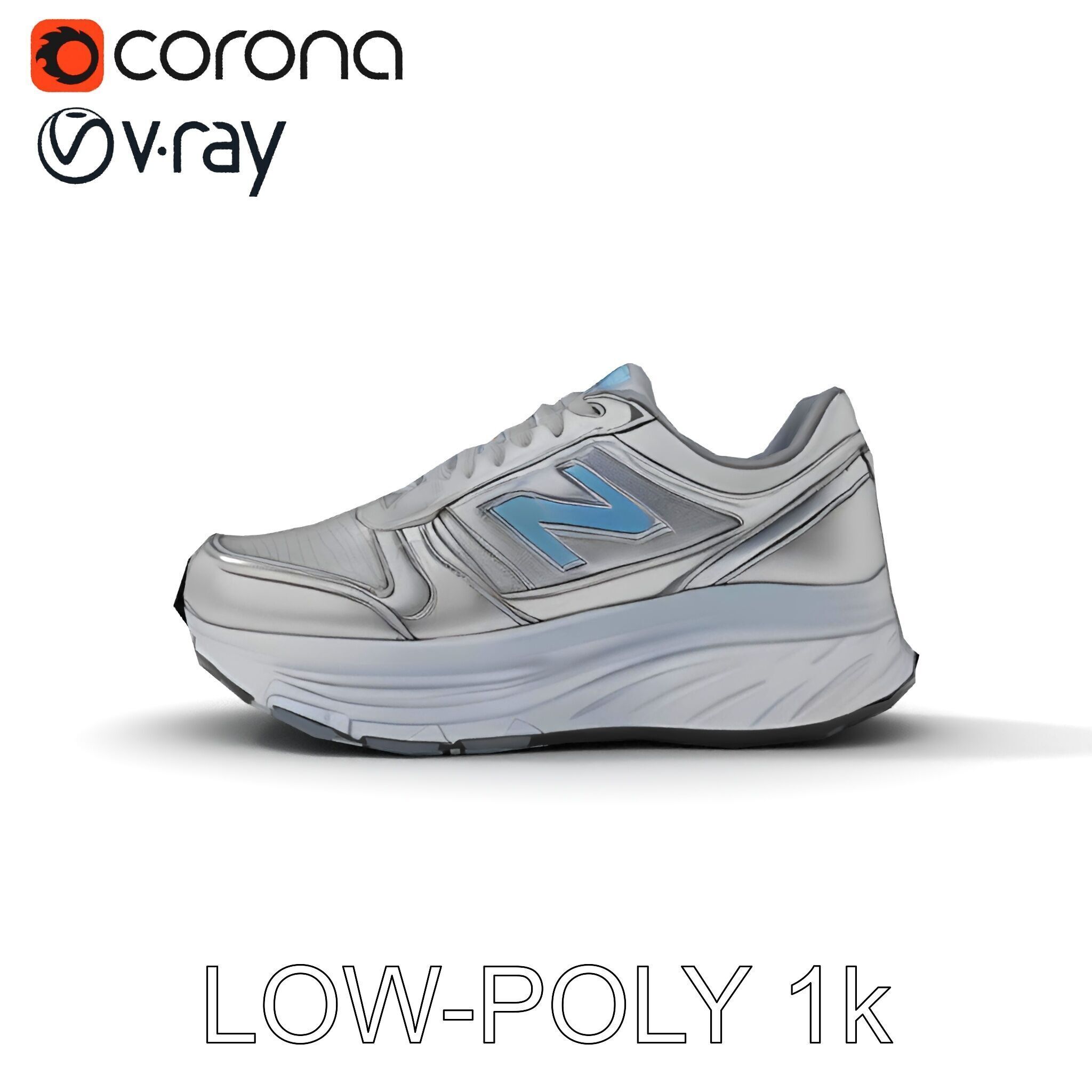 Metallic Athletic Sneaker Model Pack Low-poly 3D model_12
