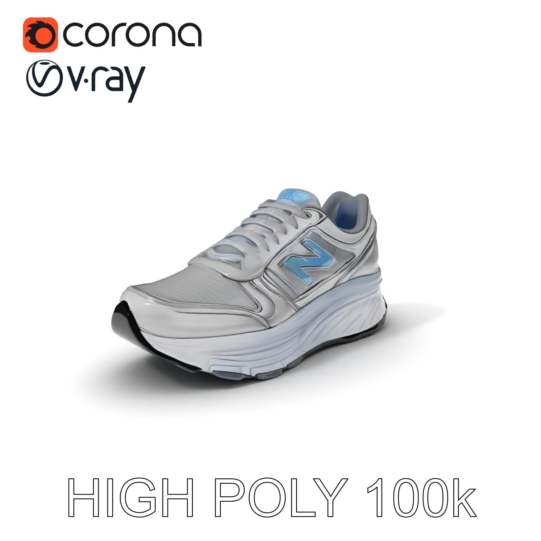 Metallic Athletic Sneaker Model Pack Low-poly 3D model_3