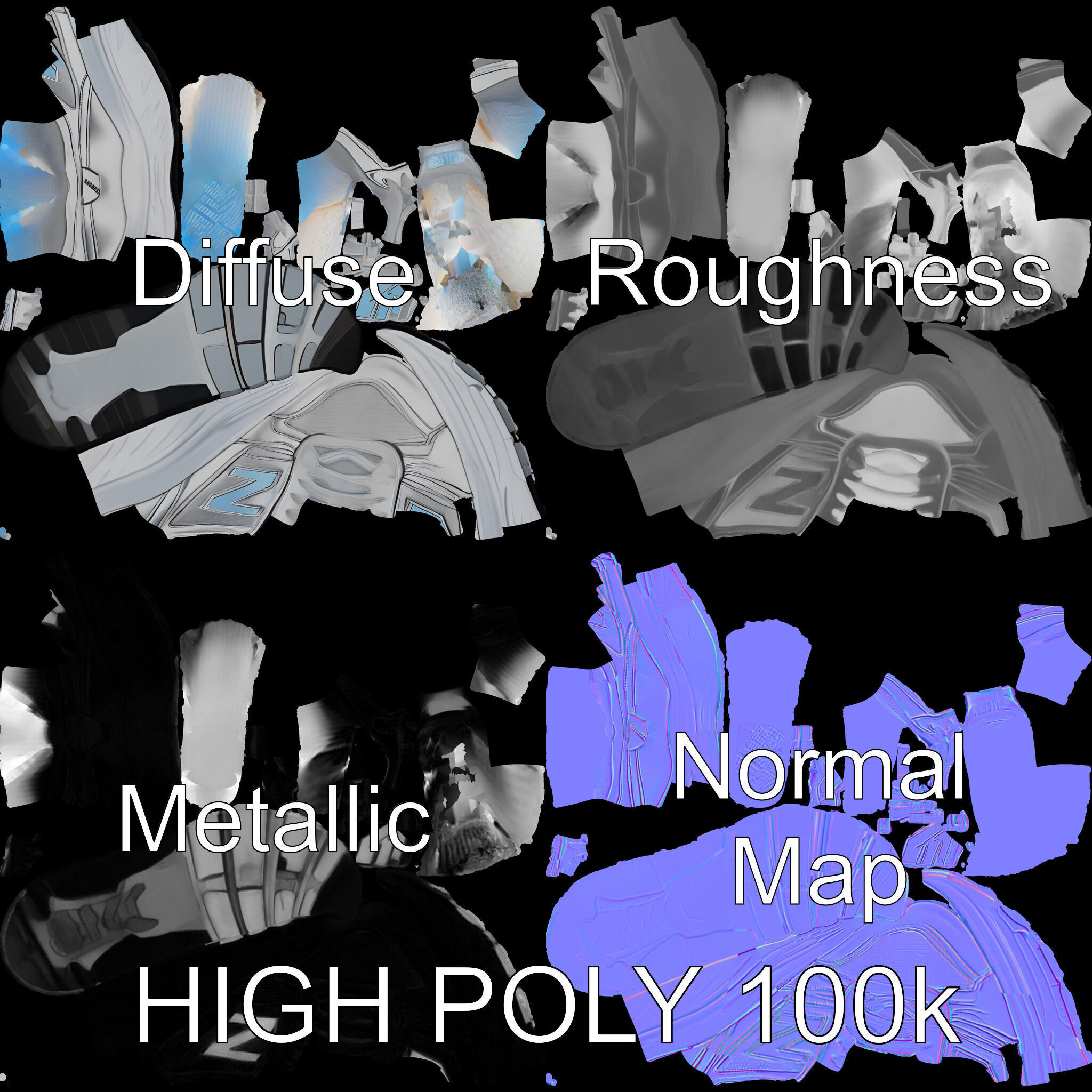 Metallic Athletic Sneaker Model Pack Low-poly 3D model_2