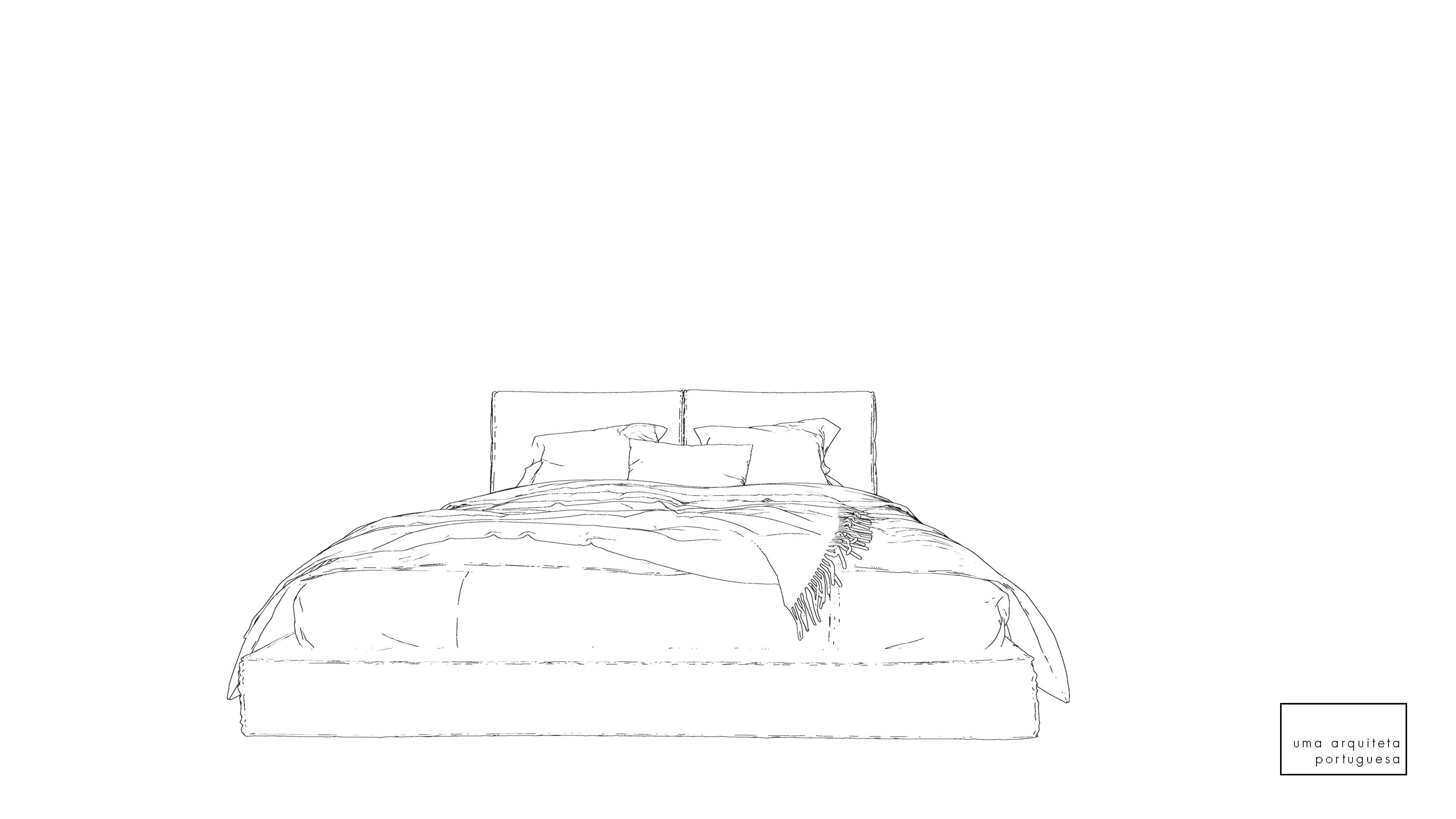 Double Bed with Pillows and Blanket - Modern Fabric and Wood 3D model_6