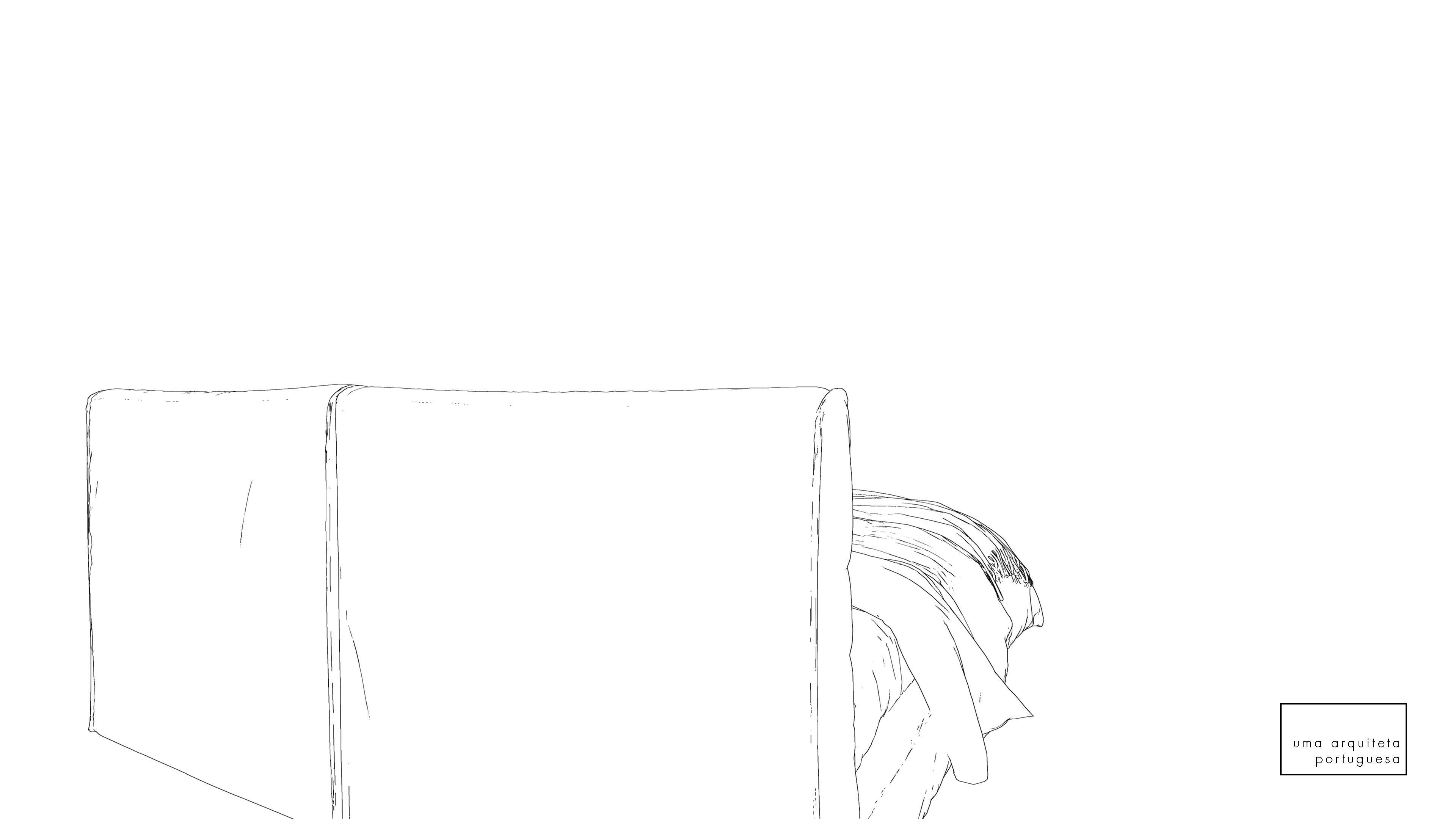 Double Bed with Pillows and Blanket - Modern Fabric and Wood 3D model_8