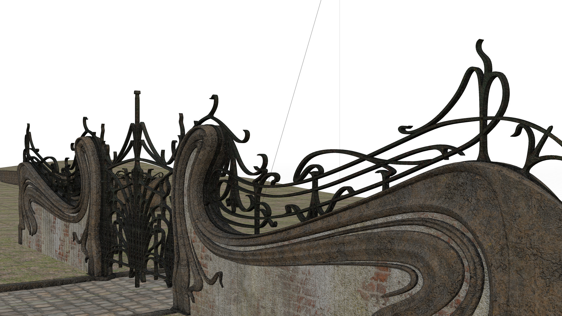 Art Nouveau Gate 3D model_15