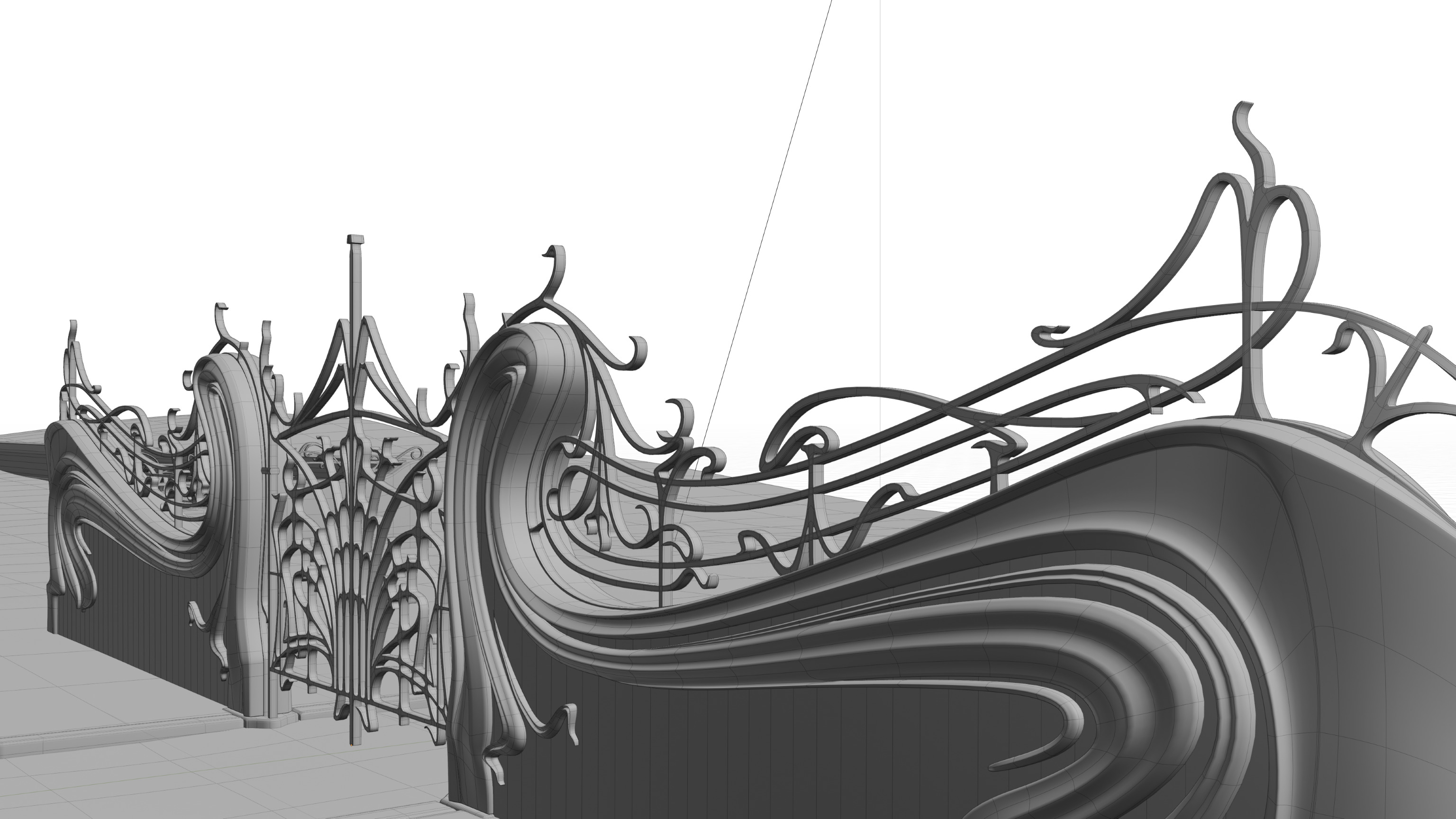 Art Nouveau Gate 3D model_21