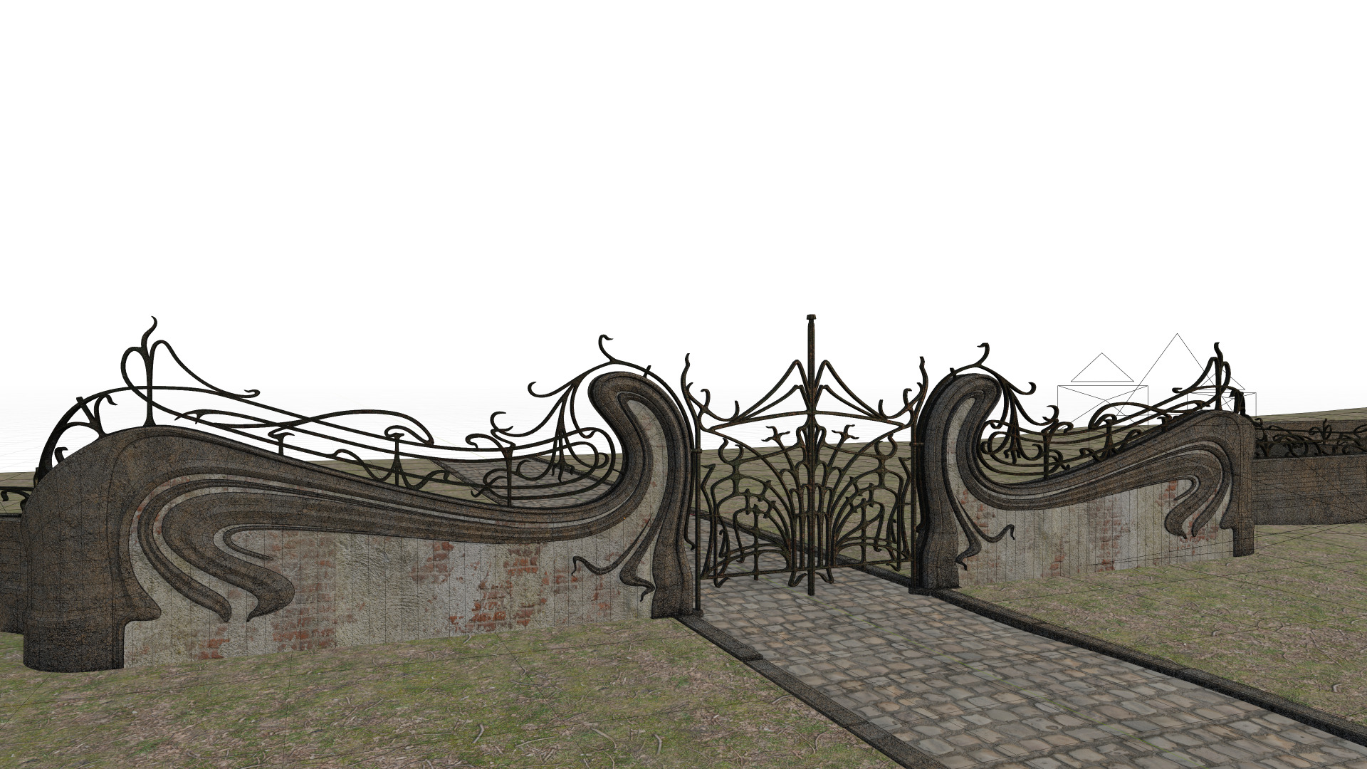 Art Nouveau Gate 3D model_10