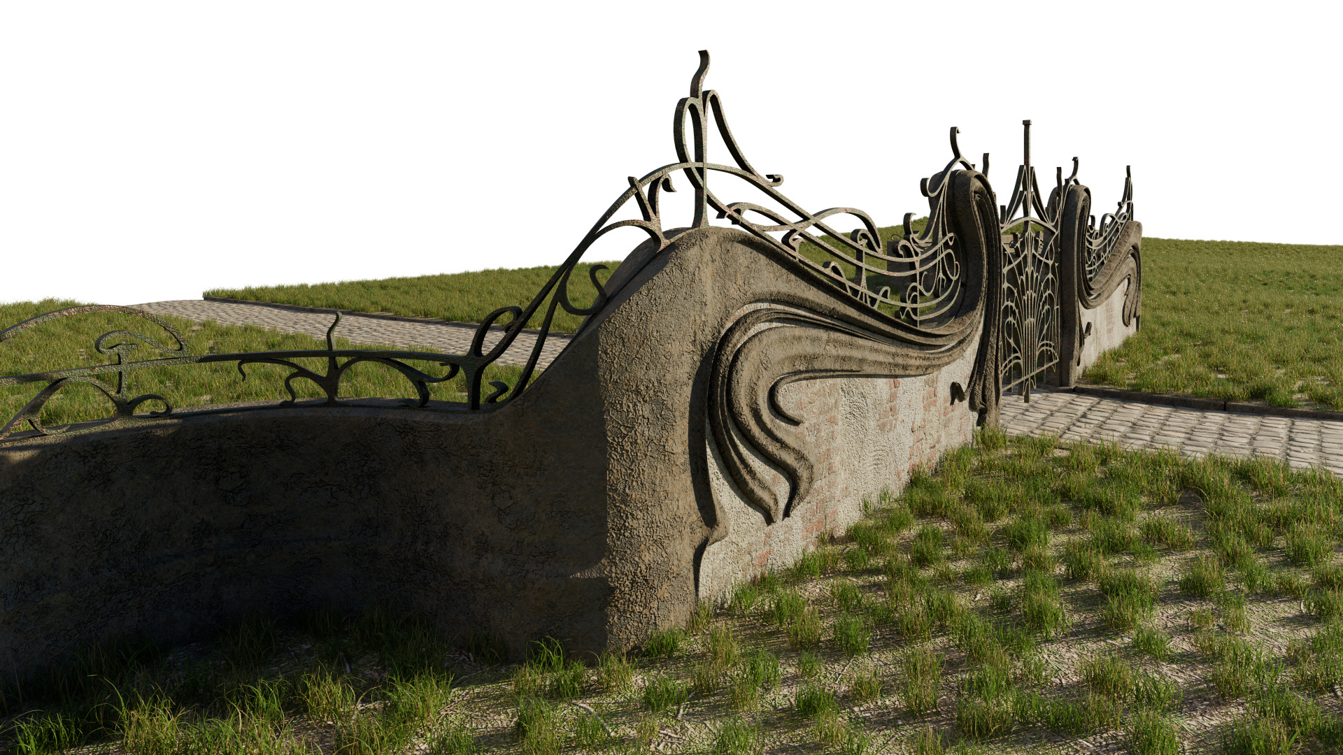 Art Nouveau Gate 3D model_3