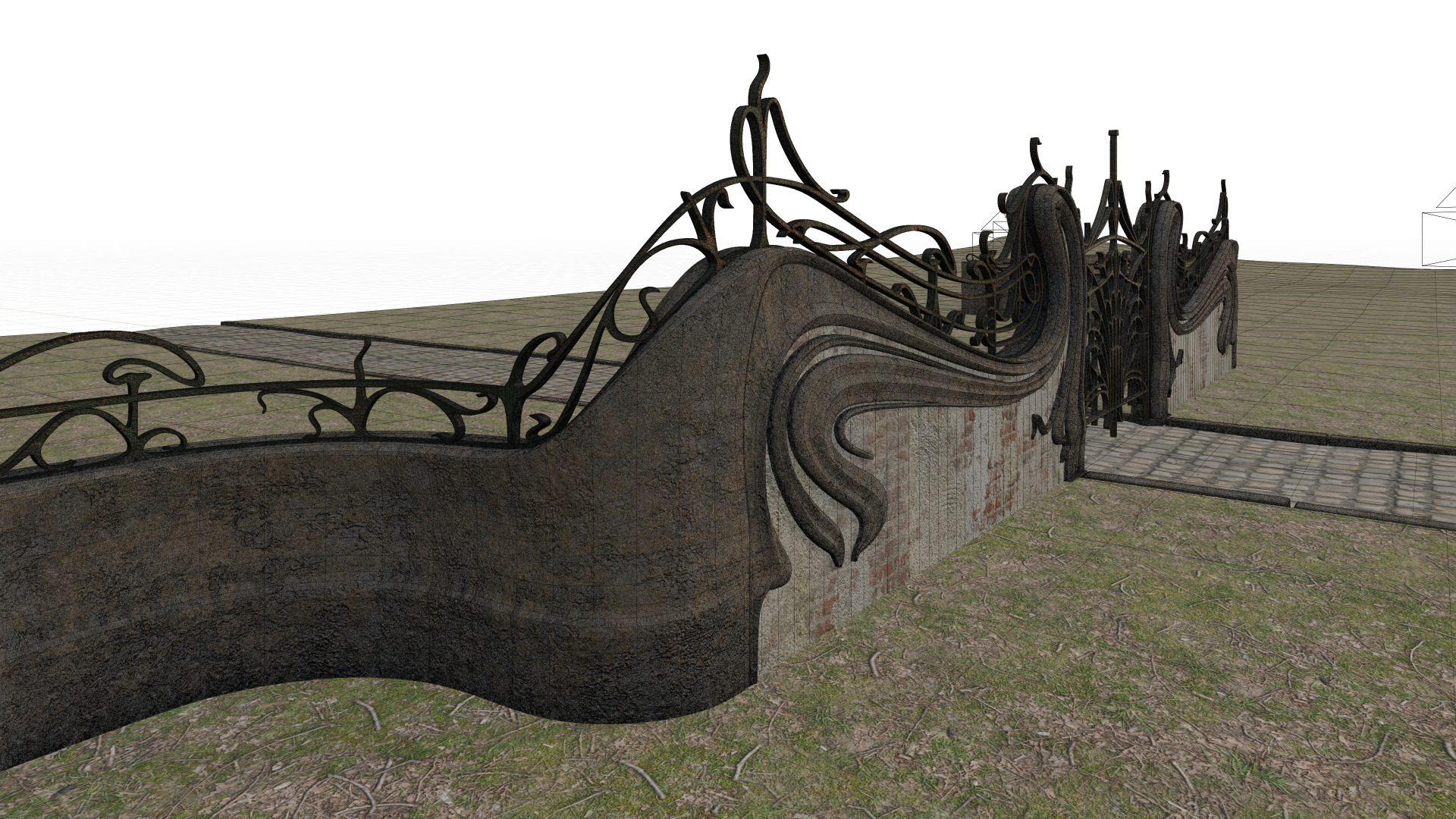 Art Nouveau Gate 3D model_13