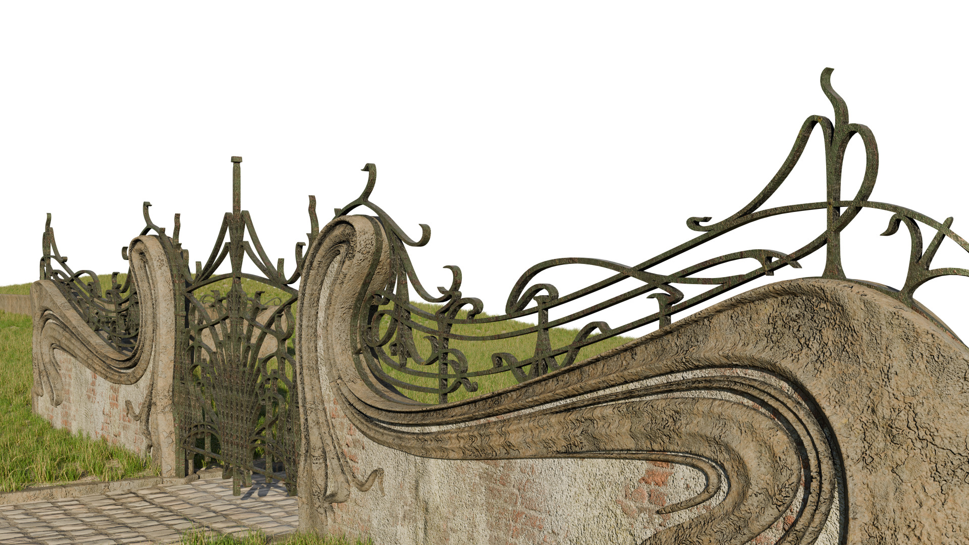 Art Nouveau Gate 3D model_5