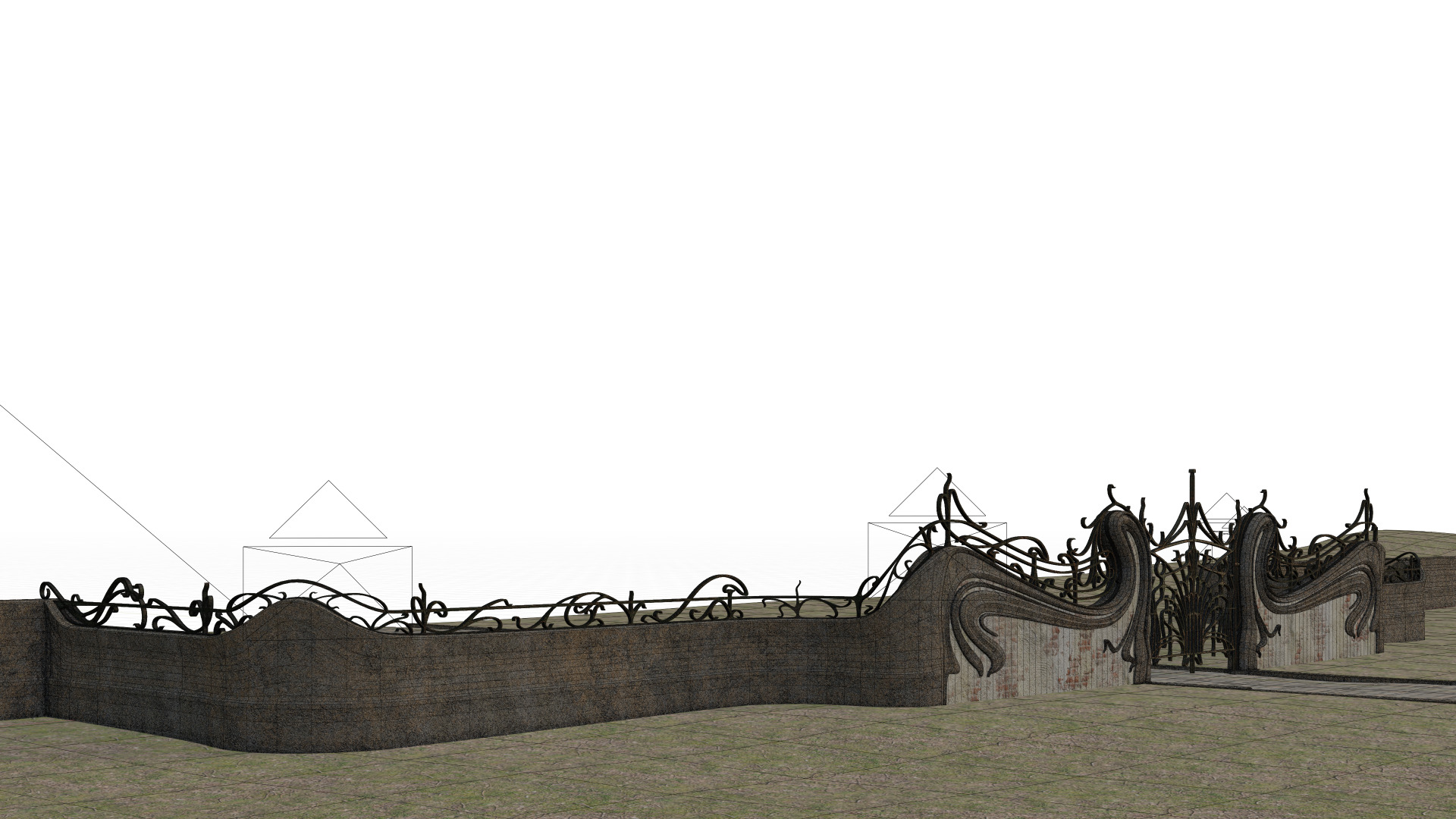 Art Nouveau Gate 3D model_17