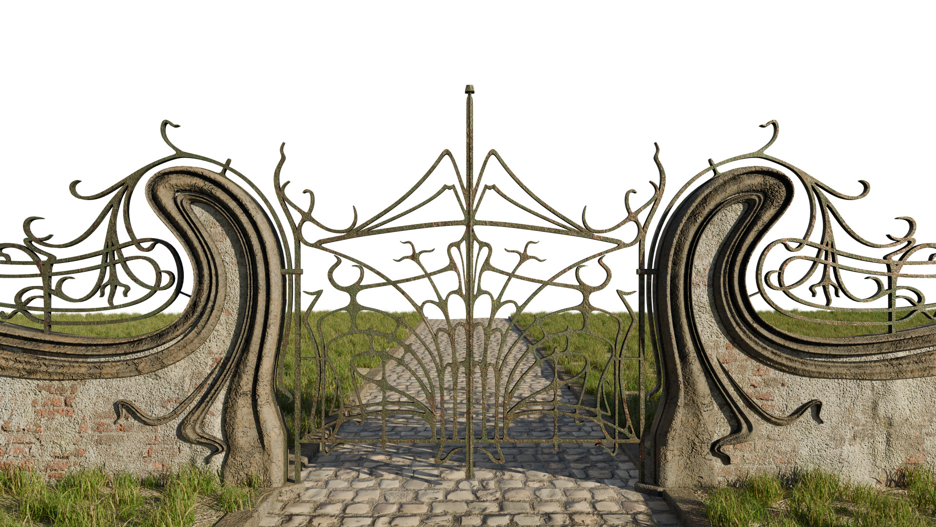 Art Nouveau Gate 3D model_2