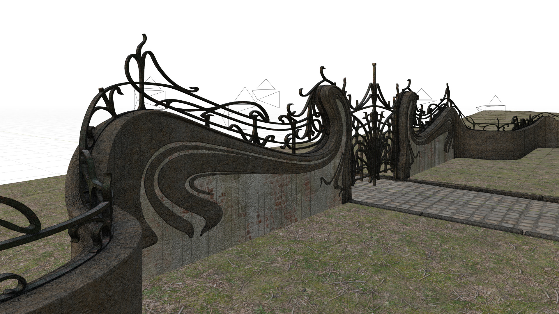 Art Nouveau Gate 3D model_14