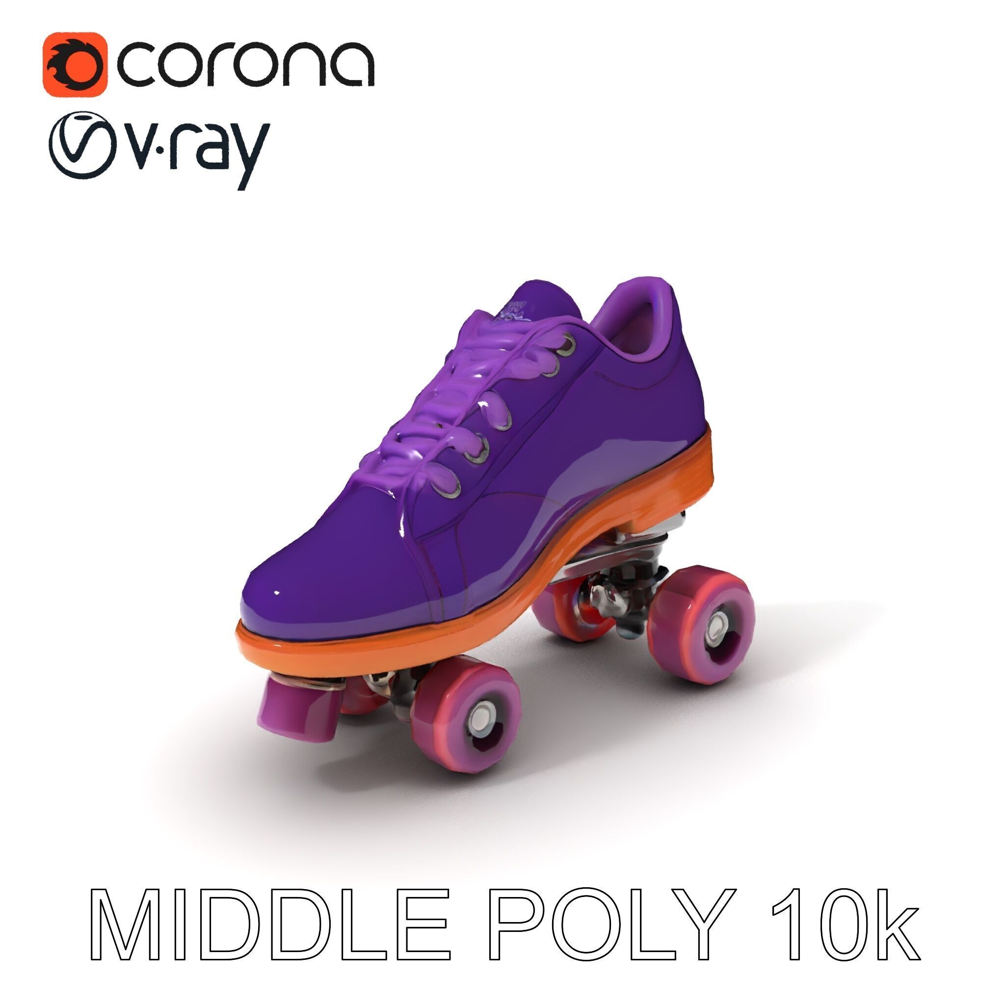 Vibrant Purple Roller Skate D Model Pack Low-poly 3D model_14