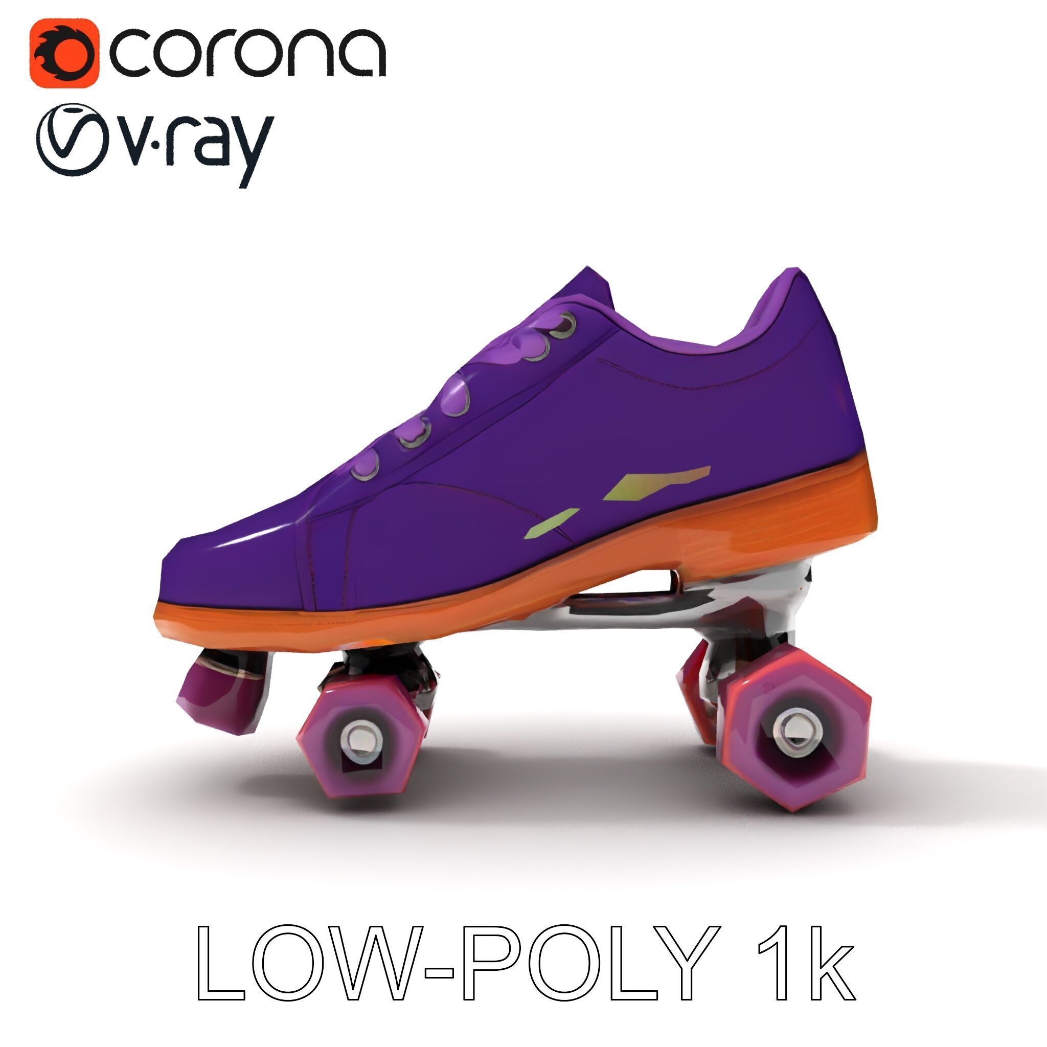 Vibrant Purple Roller Skate D Model Pack Low-poly 3D model_7