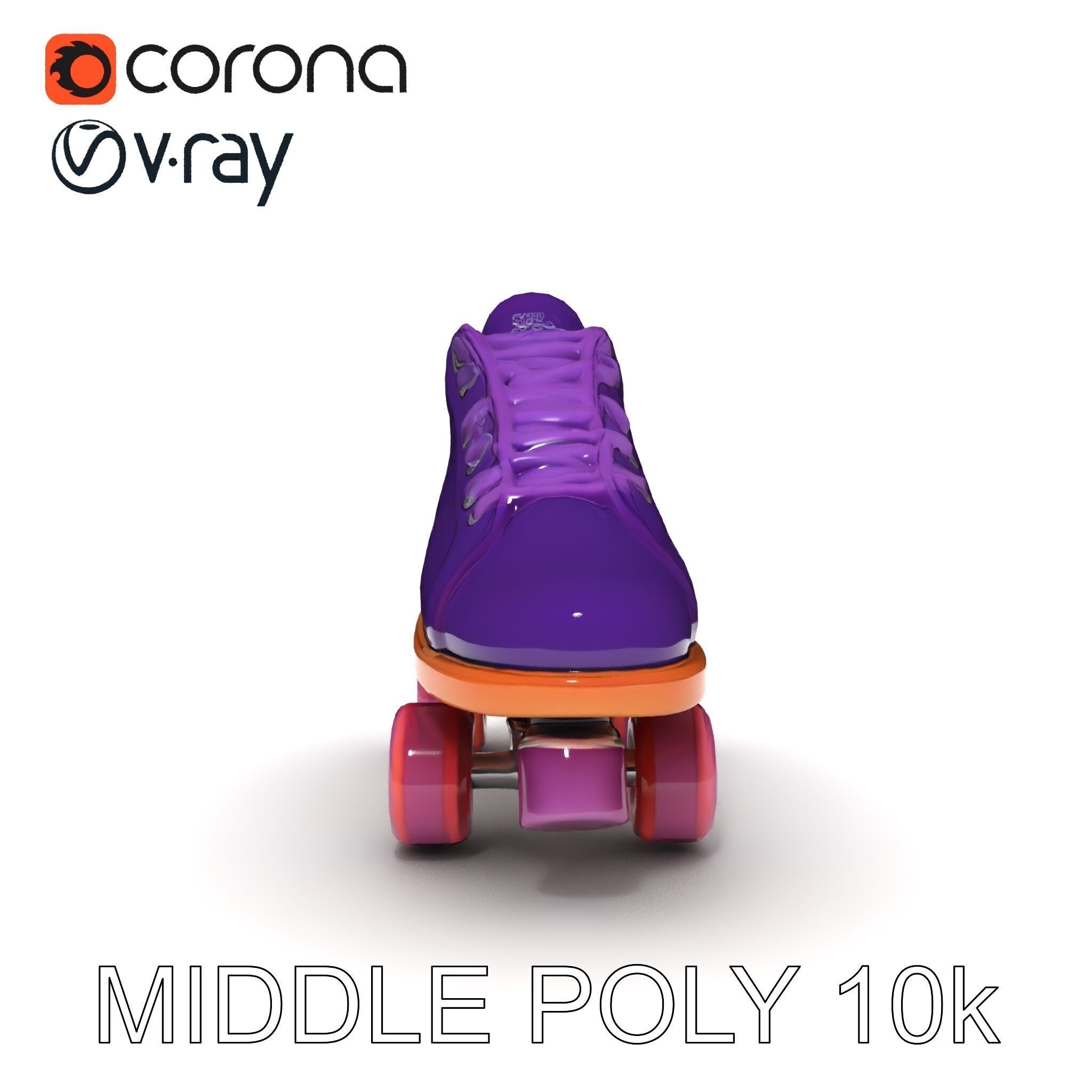 Vibrant Purple Roller Skate D Model Pack Low-poly 3D model_8