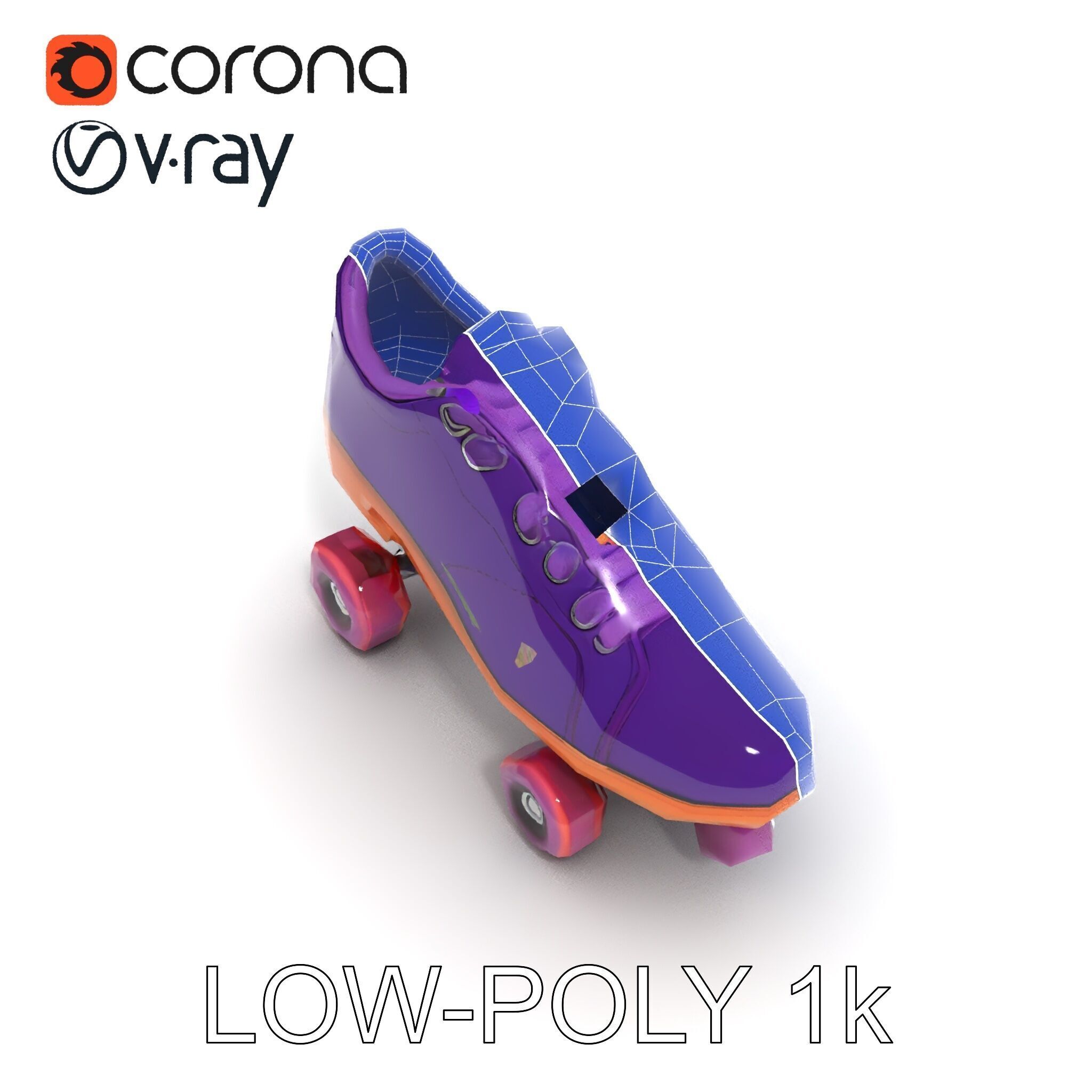 Vibrant Purple Roller Skate D Model Pack Low-poly 3D model_12
