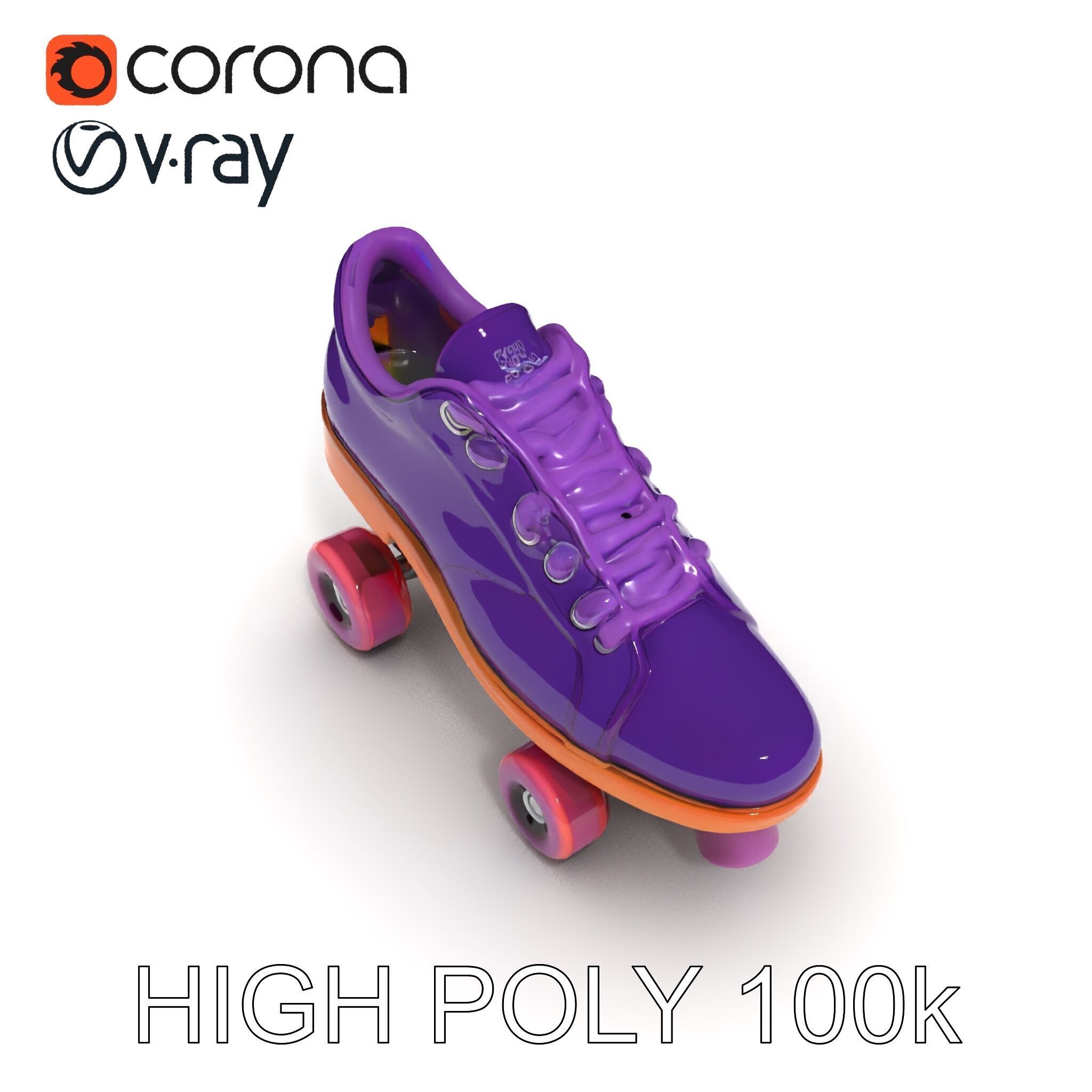 Vibrant Purple Roller Skate D Model Pack Low-poly 3D model_16