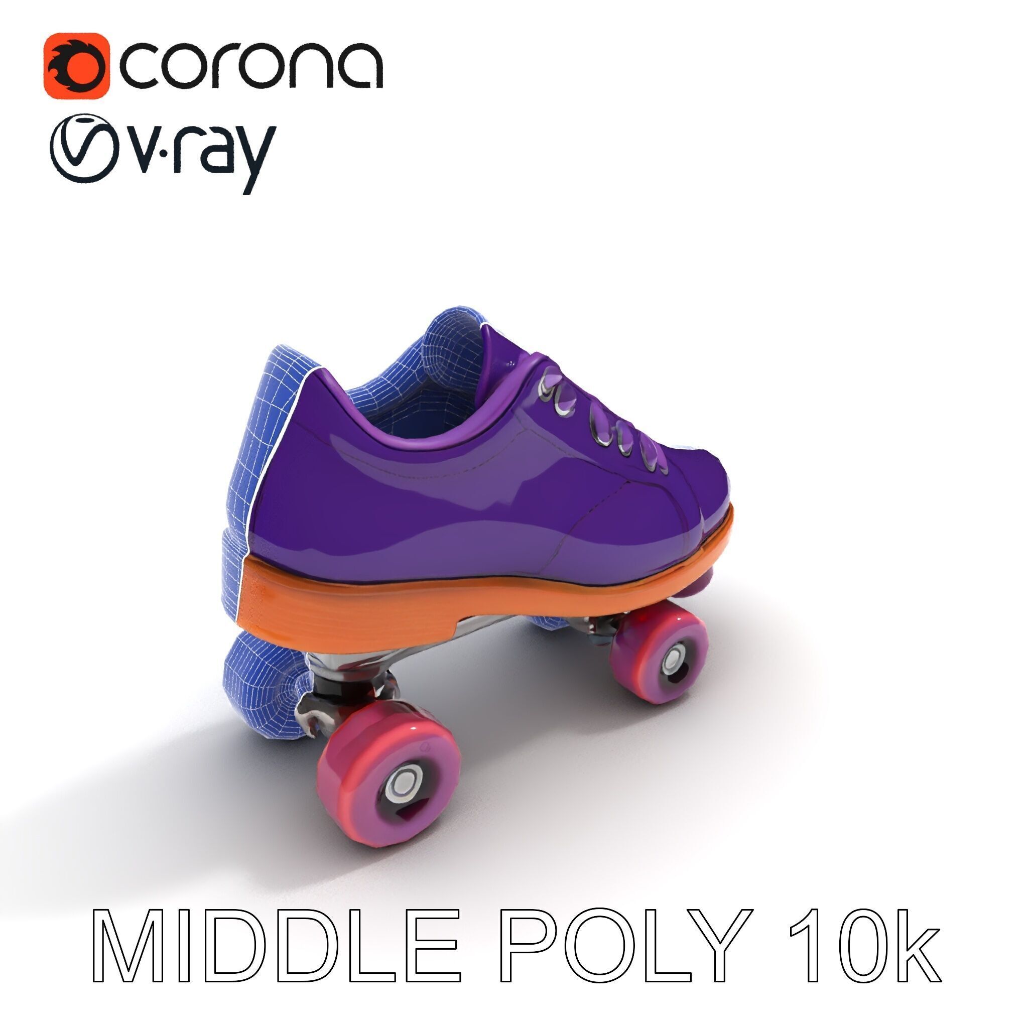 Vibrant Purple Roller Skate D Model Pack Low-poly 3D model_20