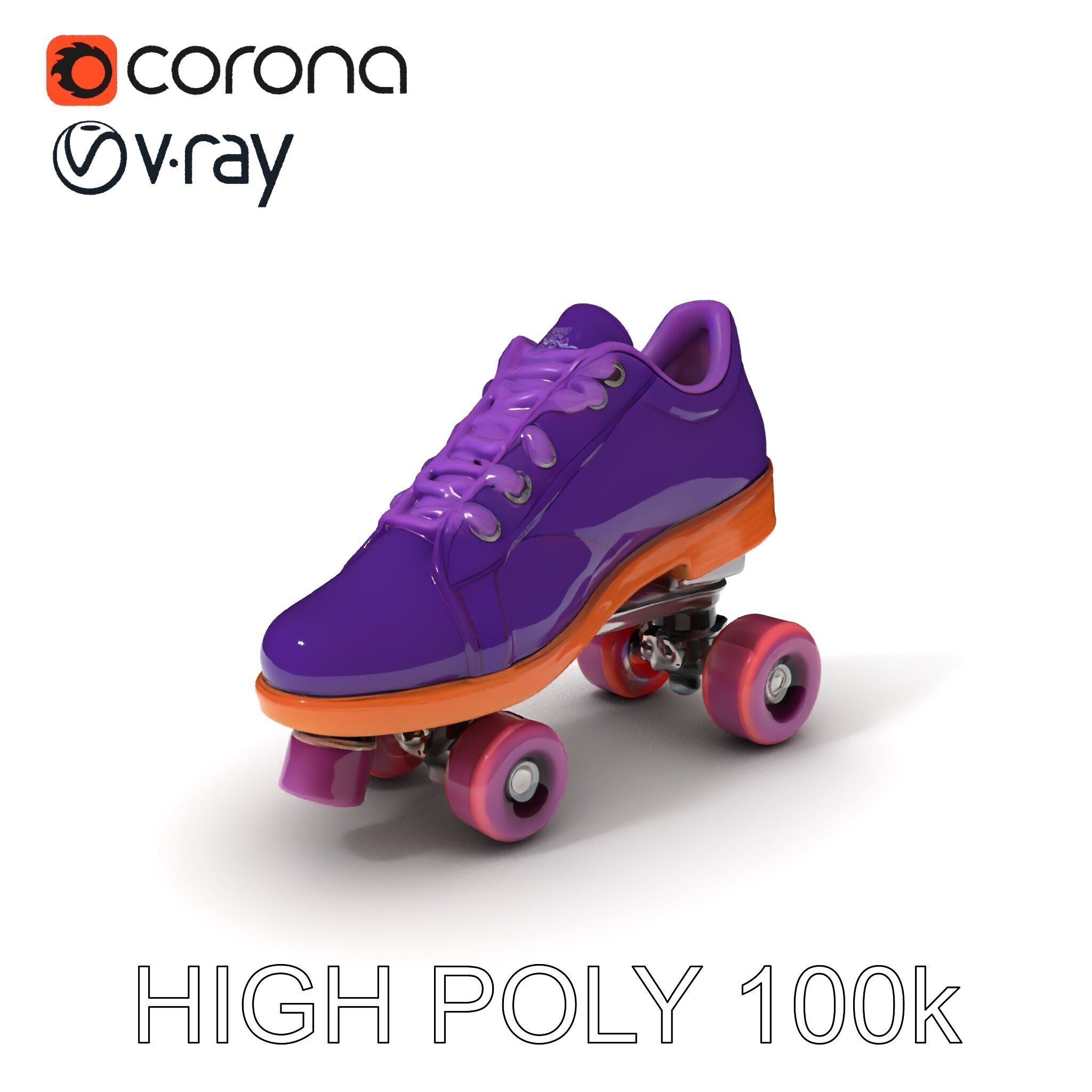 Vibrant Purple Roller Skate D Model Pack Low-poly 3D model_3