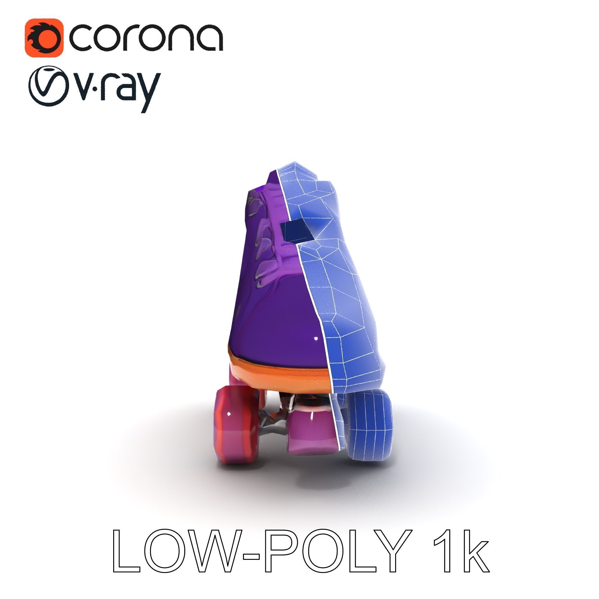 Vibrant Purple Roller Skate D Model Pack Low-poly 3D model_18