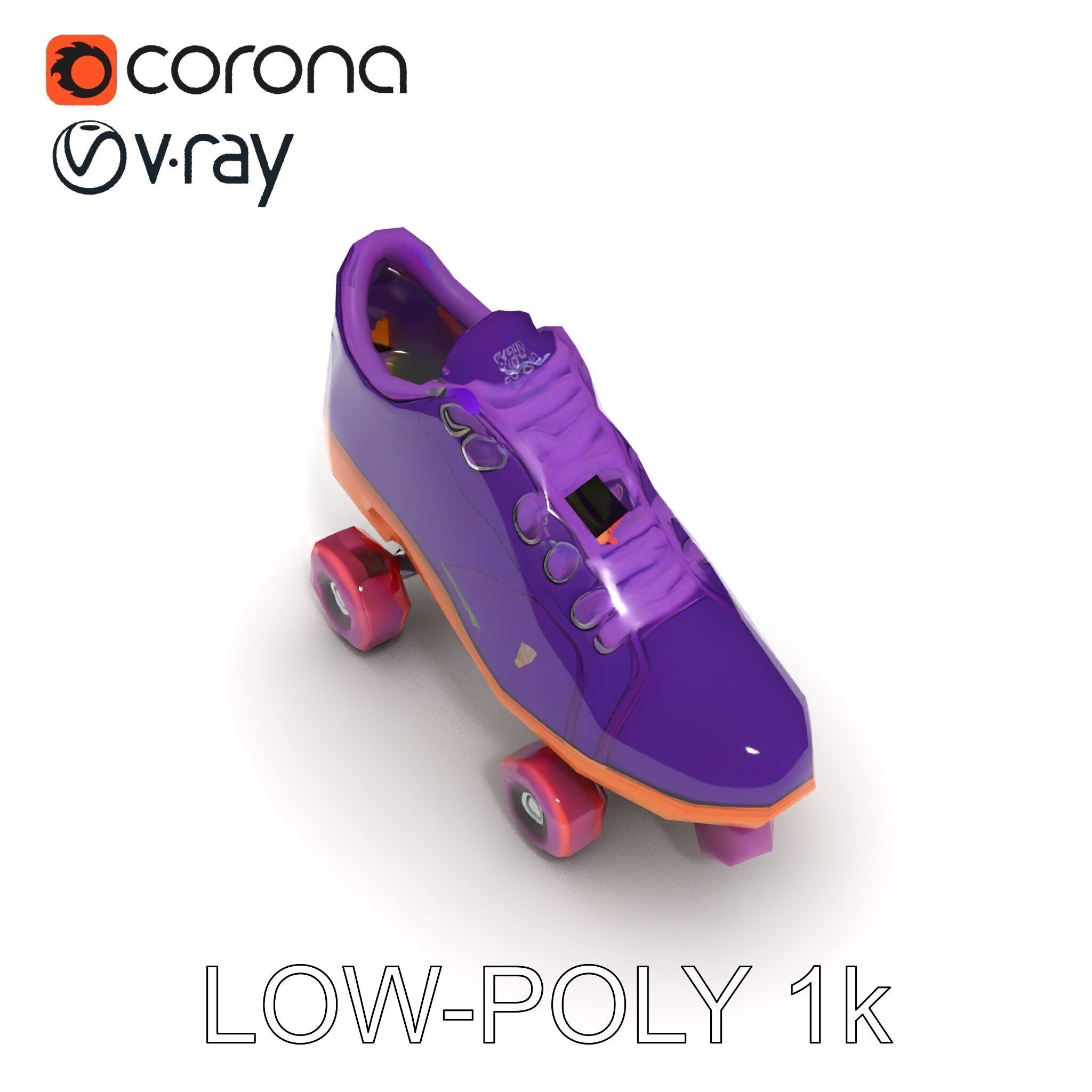 Vibrant Purple Roller Skate D Model Pack Low-poly 3D model_21
