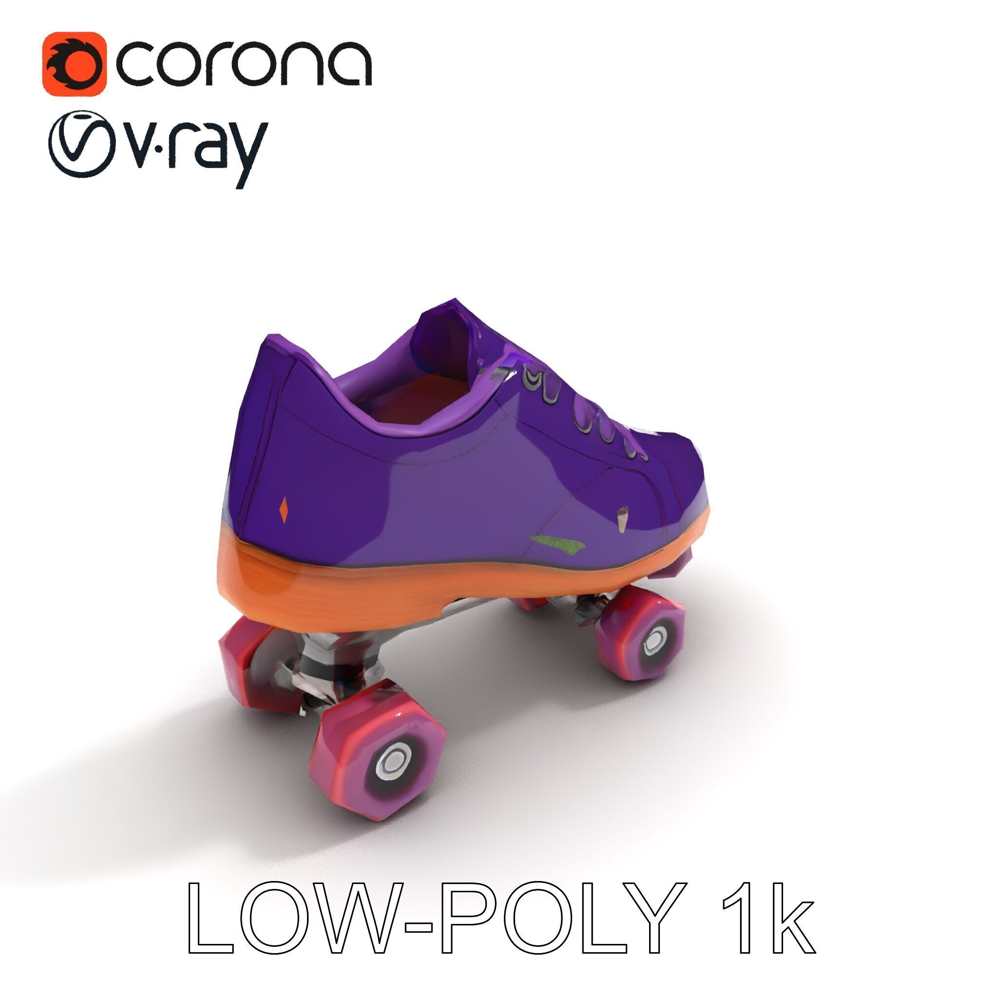 Vibrant Purple Roller Skate D Model Pack Low-poly 3D model_9