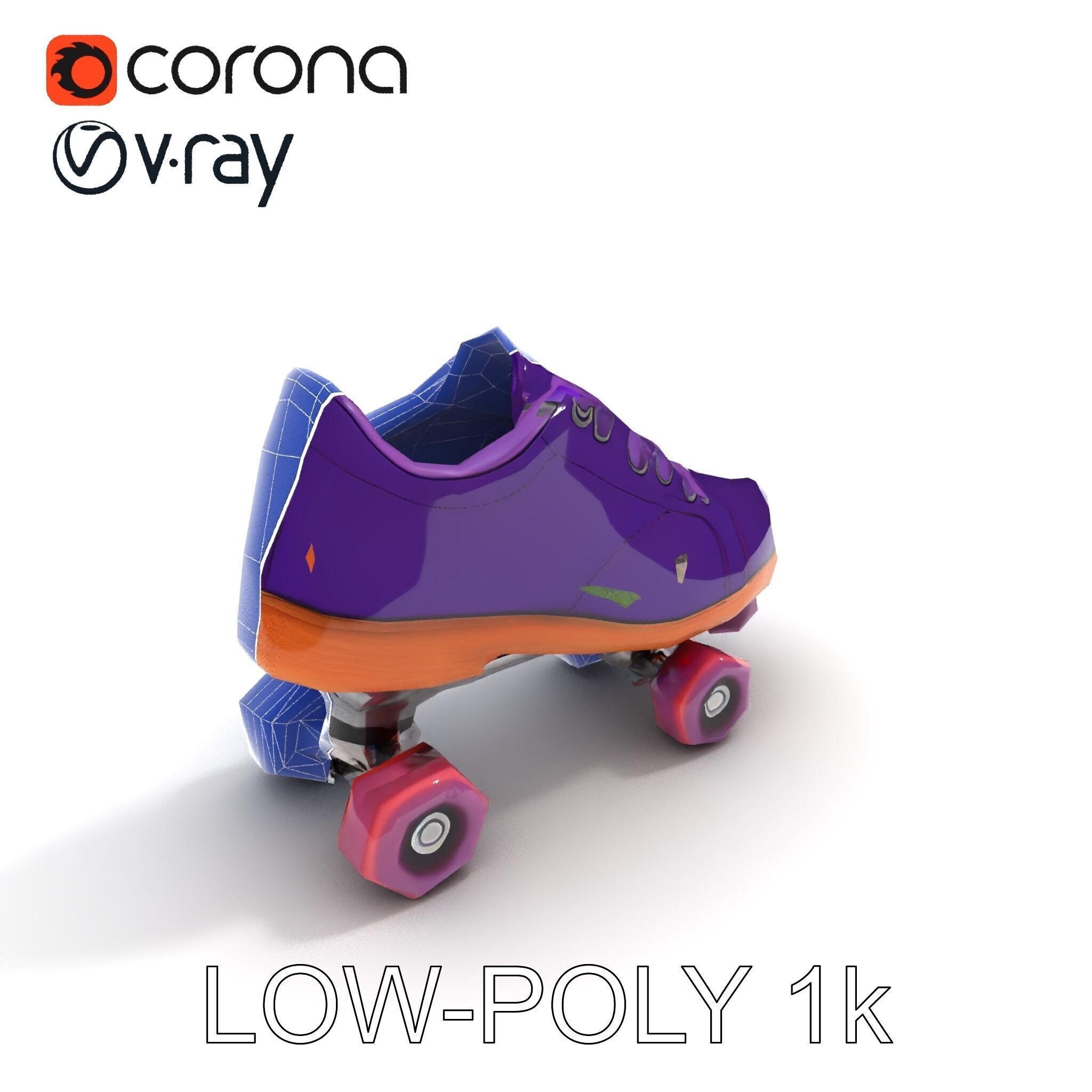 Vibrant Purple Roller Skate D Model Pack Low-poly 3D model_29