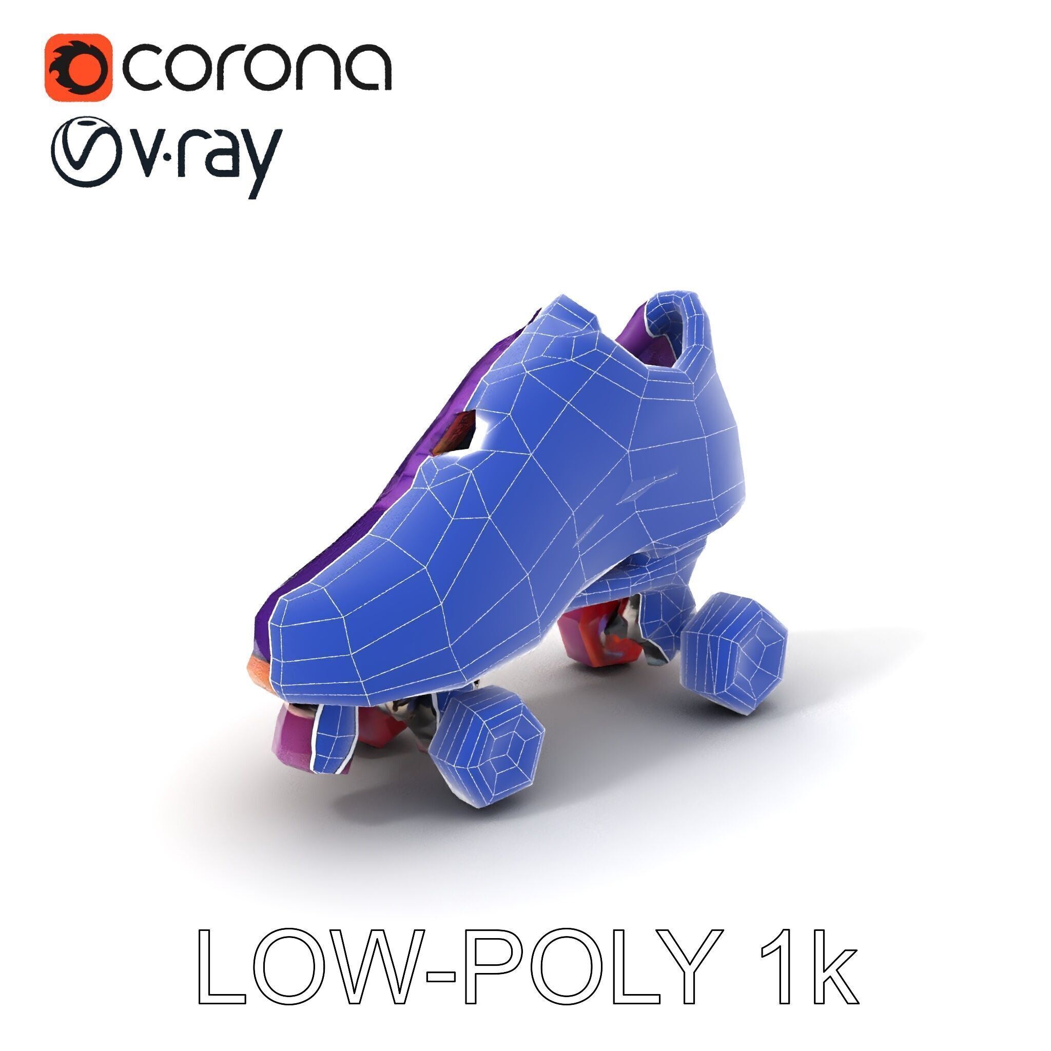 Vibrant Purple Roller Skate D Model Pack Low-poly 3D model_35