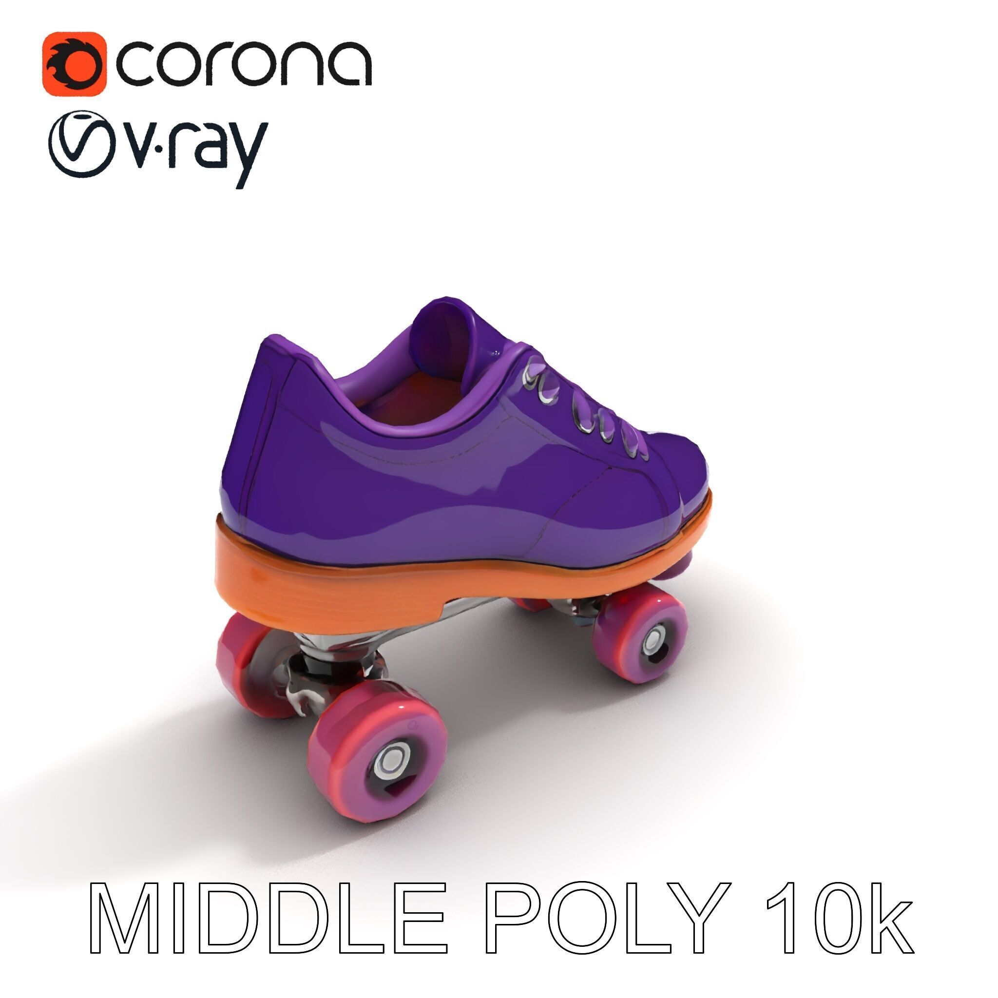 Vibrant Purple Roller Skate D Model Pack Low-poly 3D model_34