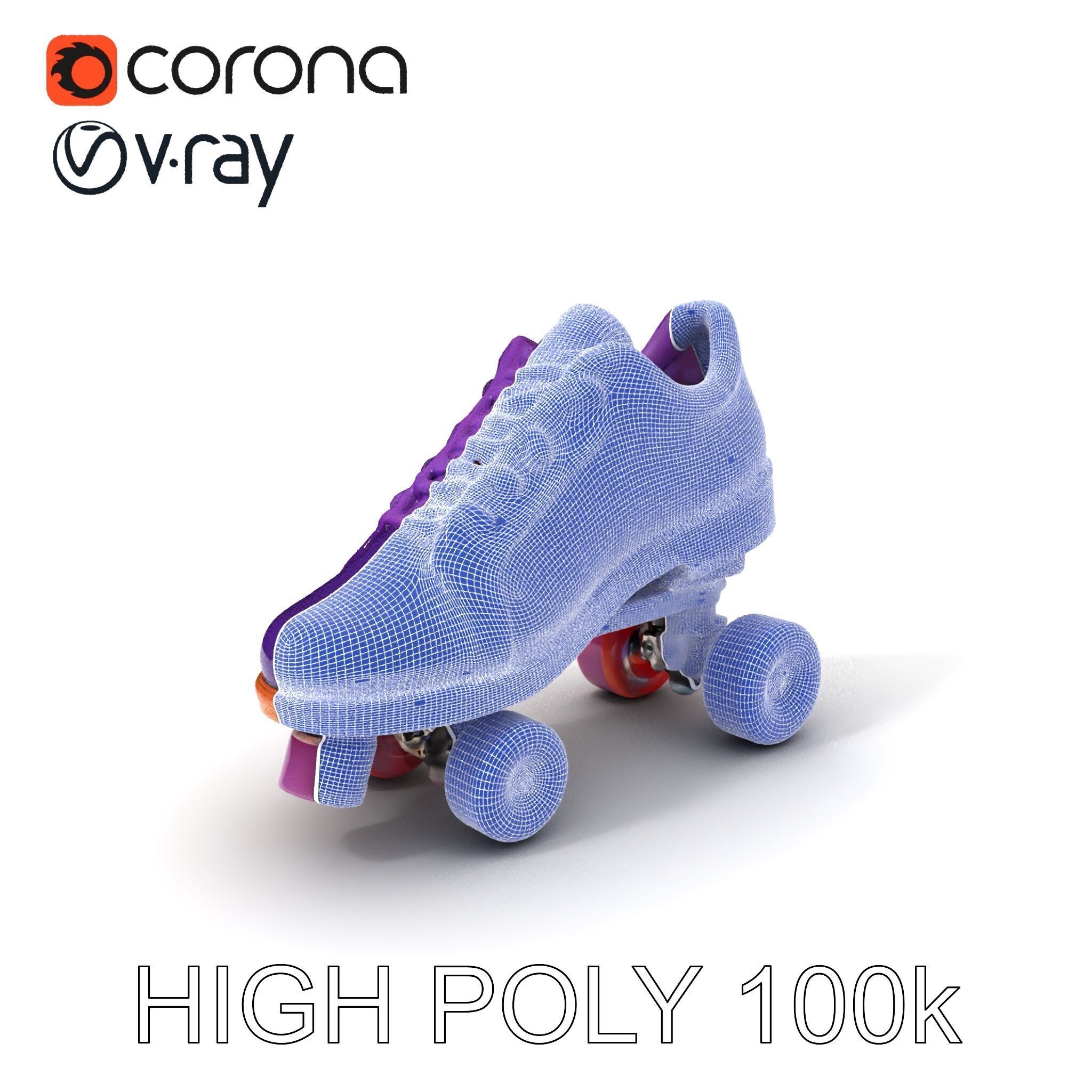 Vibrant Purple Roller Skate D Model Pack Low-poly 3D model_4