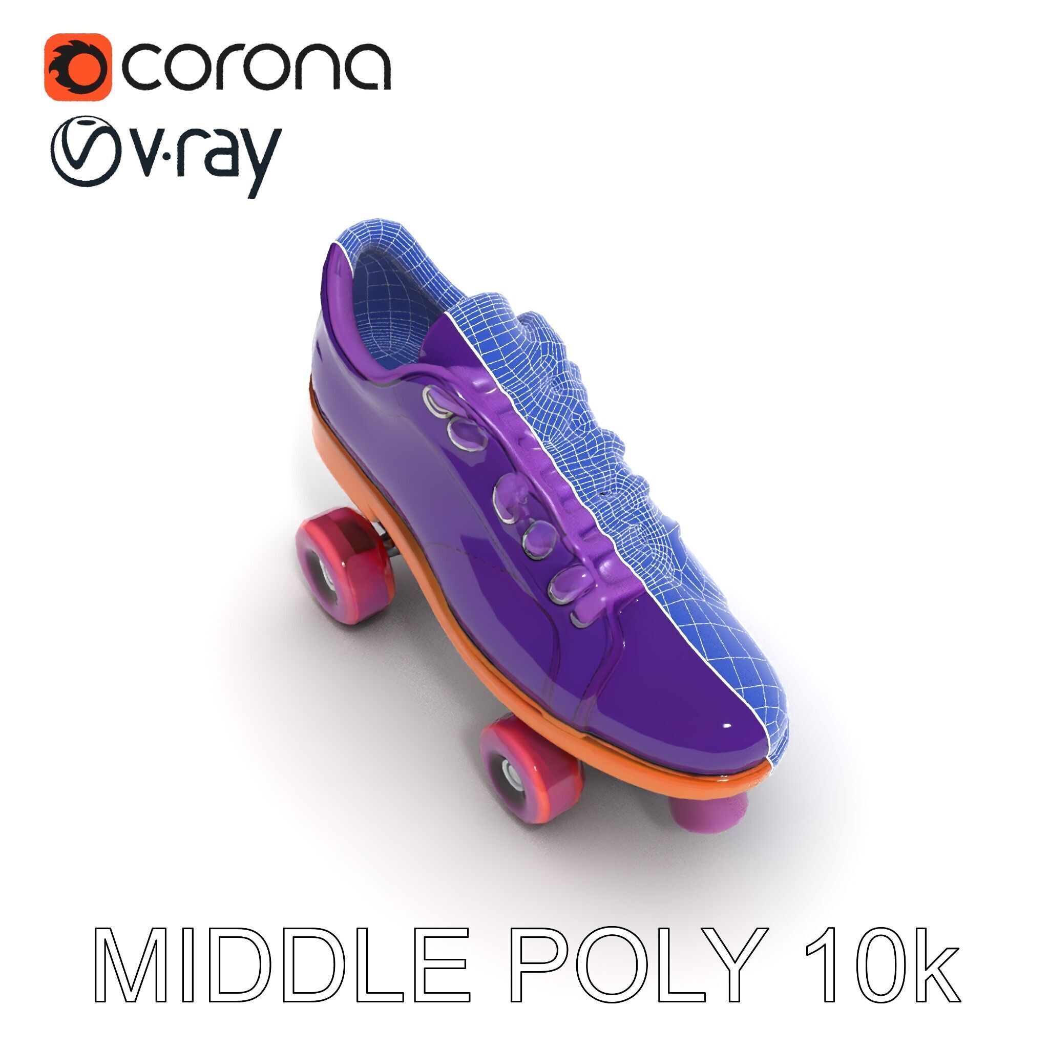 Vibrant Purple Roller Skate D Model Pack Low-poly 3D model_6