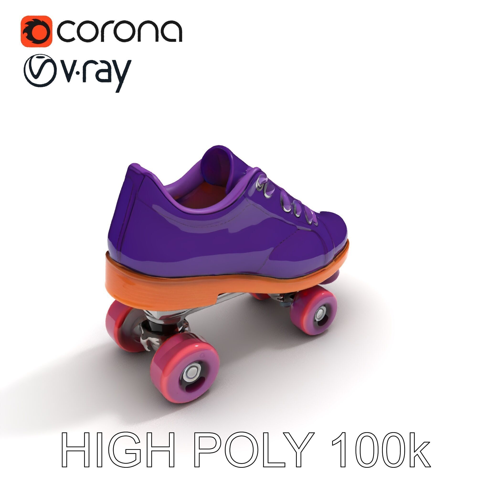 Vibrant Purple Roller Skate D Model Pack Low-poly 3D model_24
