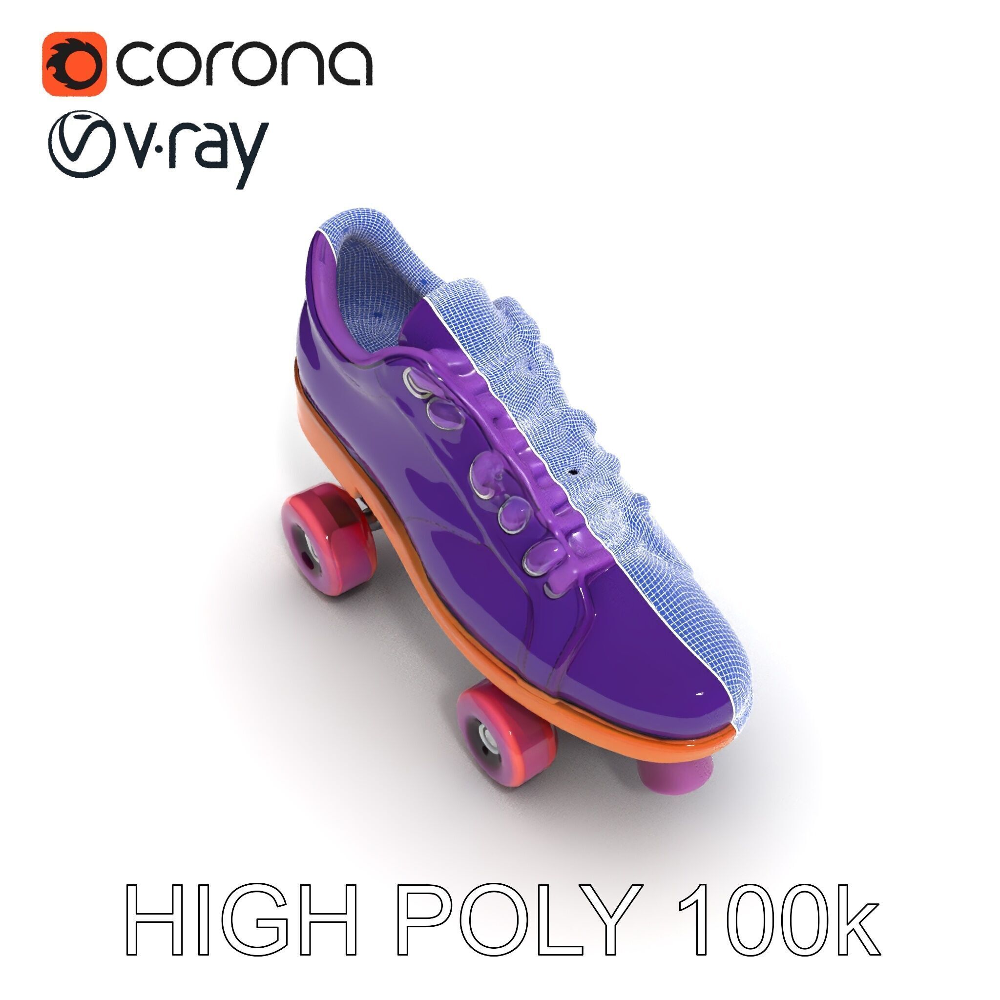 Vibrant Purple Roller Skate D Model Pack Low-poly 3D model_27