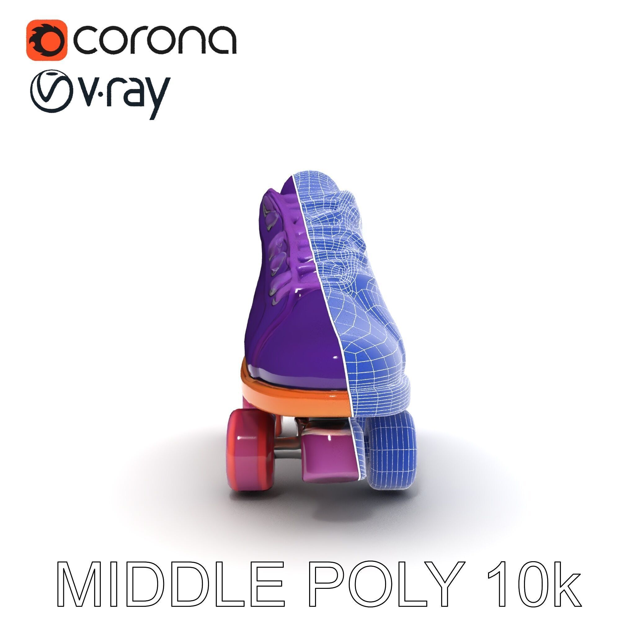 Vibrant Purple Roller Skate D Model Pack Low-poly 3D model_31
