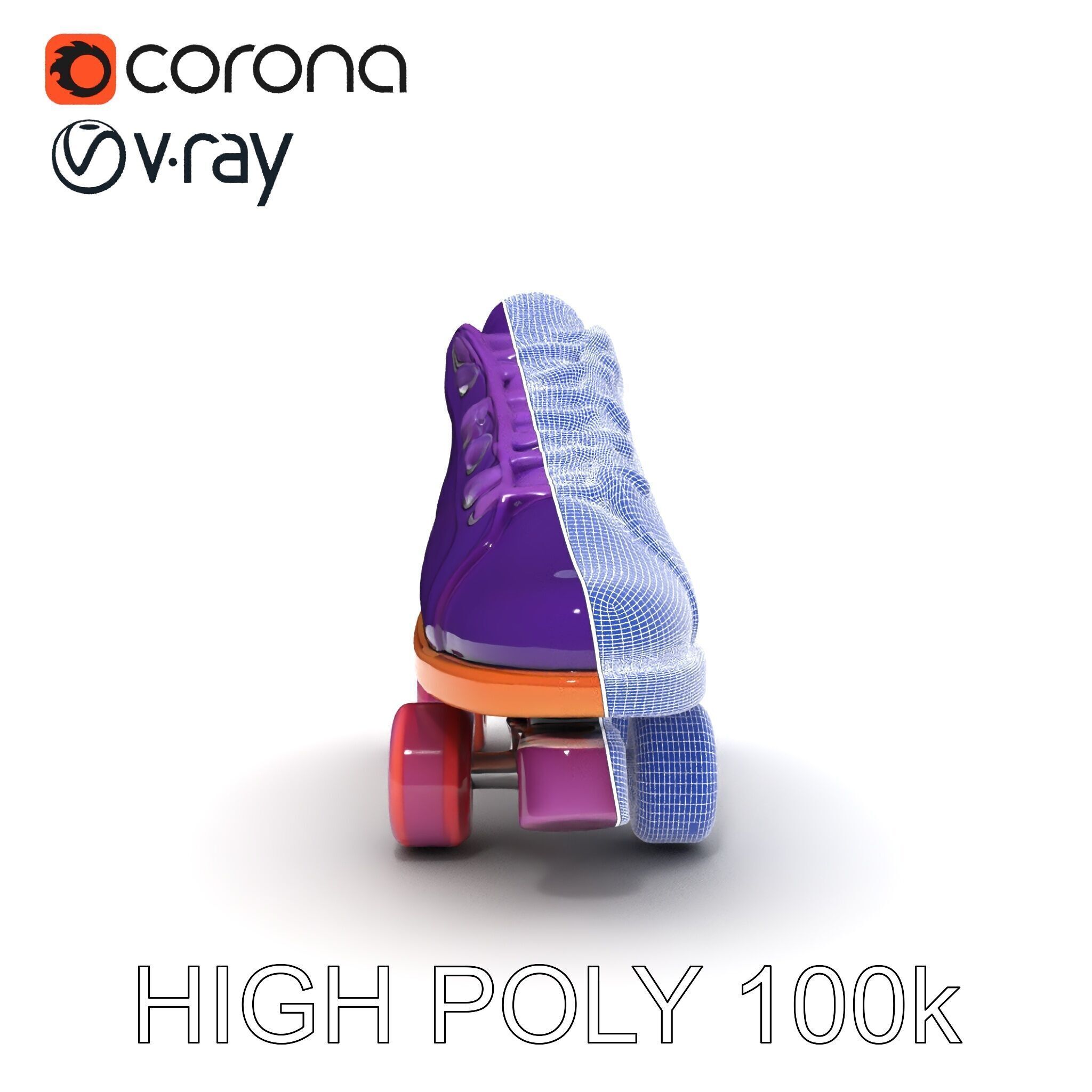 Vibrant Purple Roller Skate D Model Pack Low-poly 3D model_19