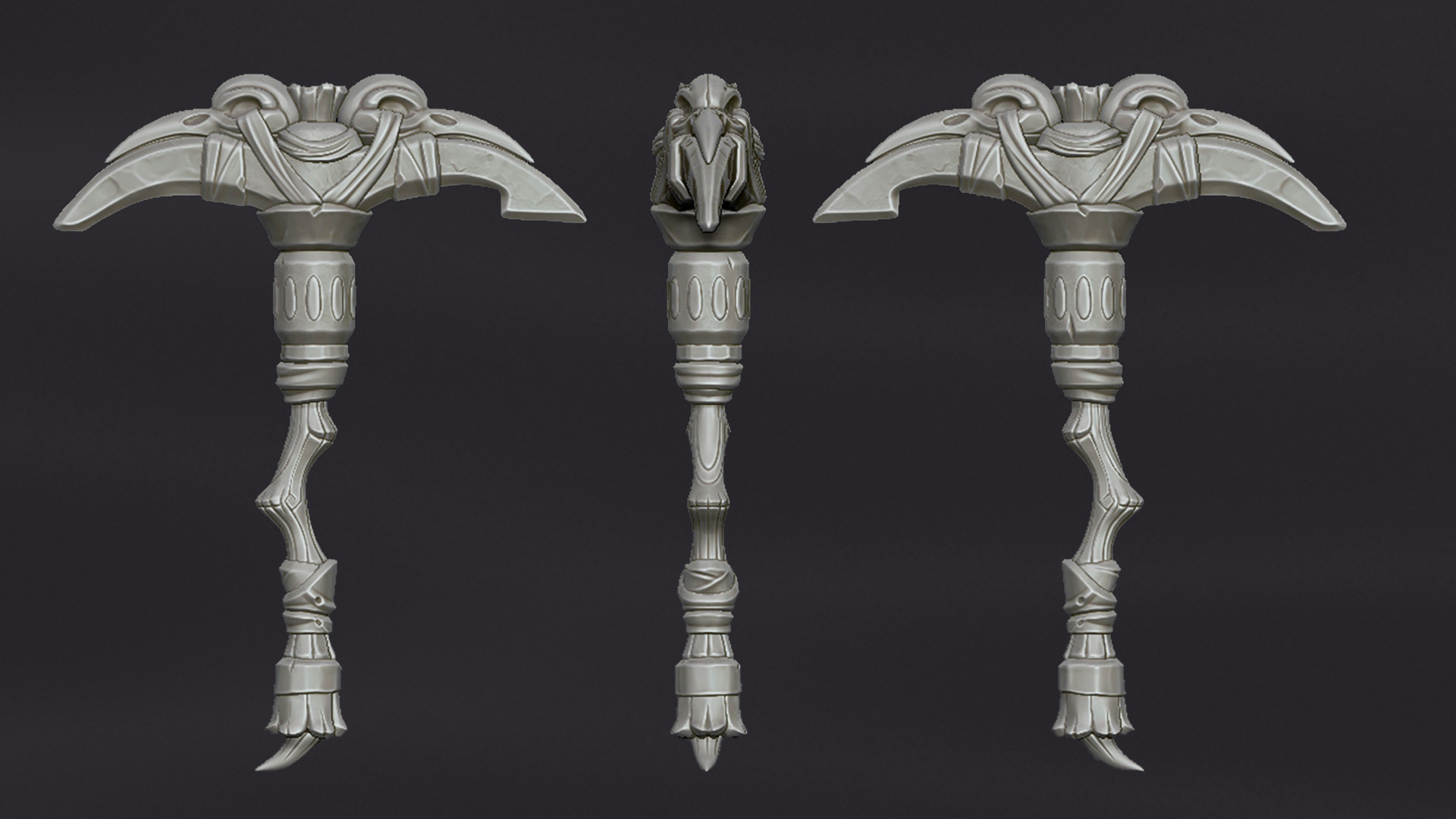 Stylized pickaxe Low-poly 3D model_4