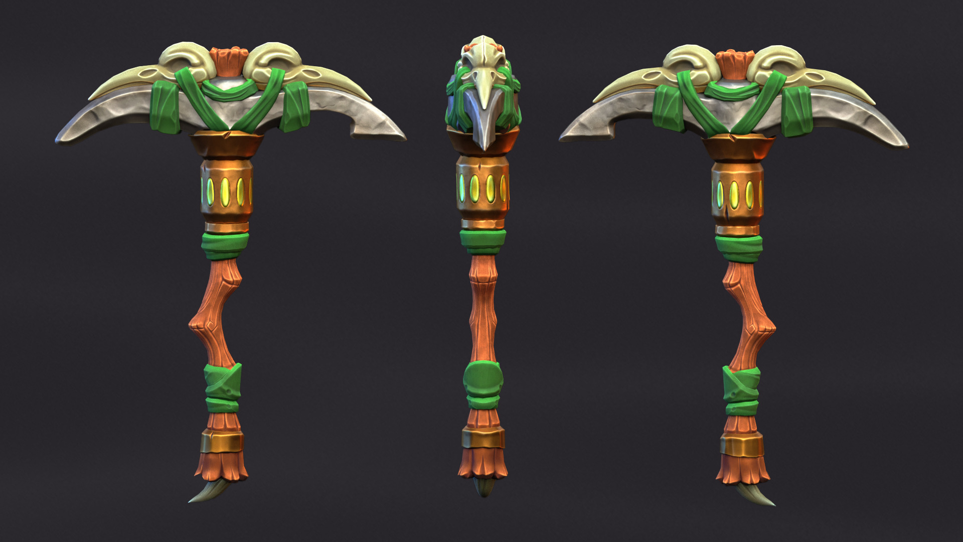 Stylized pickaxe Low-poly 3D model_2