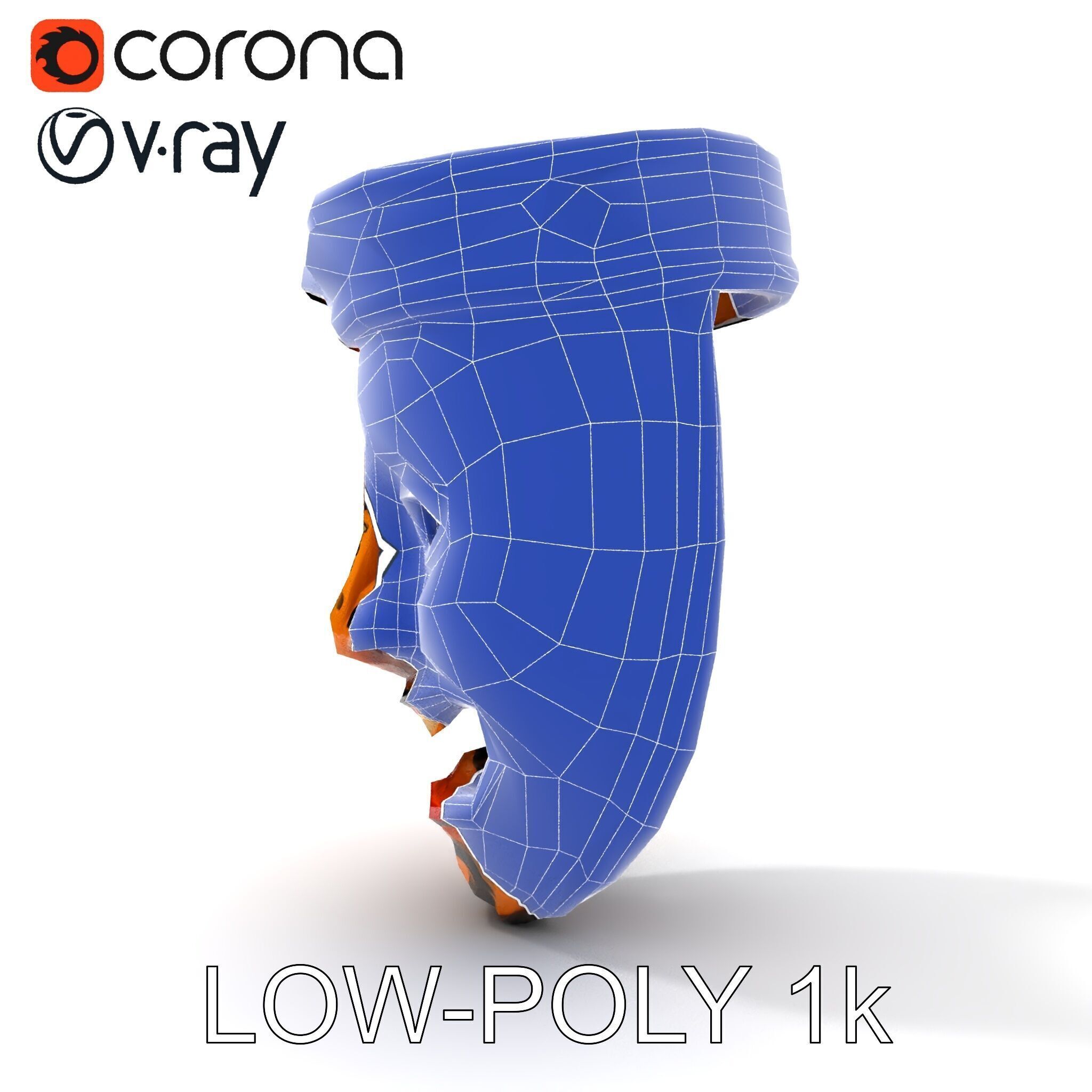 Traditional Wooden Mask Model Pack with Detailed Textures Low-poly 3D model_21