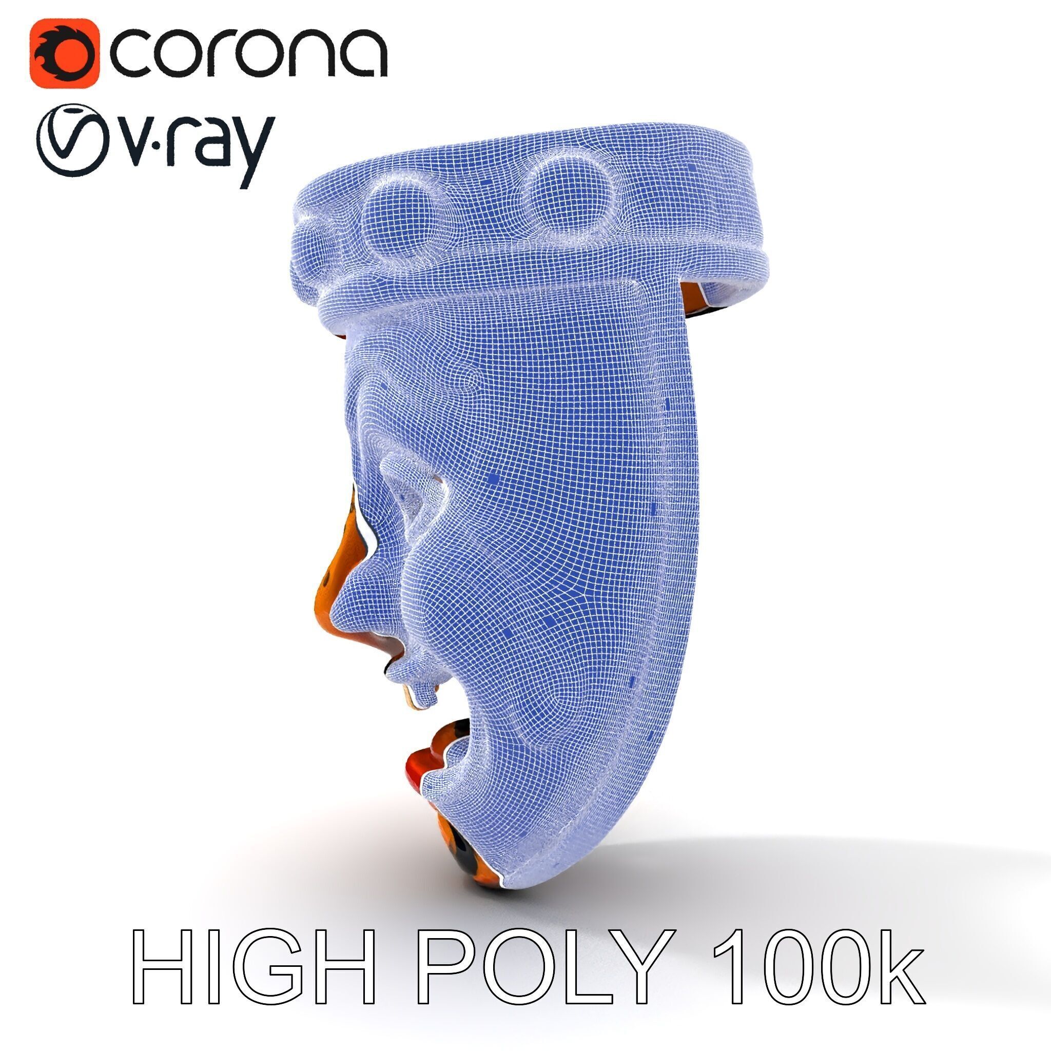 Traditional Wooden Mask Model Pack with Detailed Textures Low-poly 3D model_13