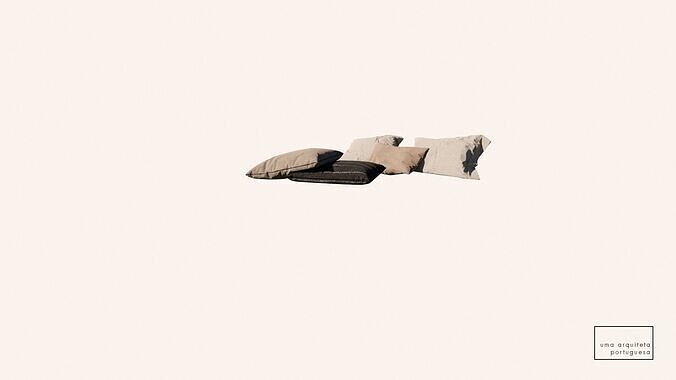 Realistic Bed Pillows - Neutral Set - Decorative Bedding Props 3D model