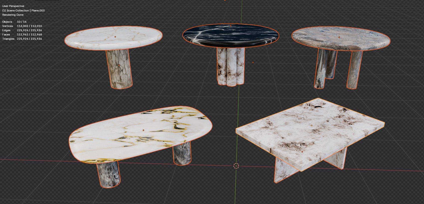 Marble Table Collection Low-poly 3D model_27