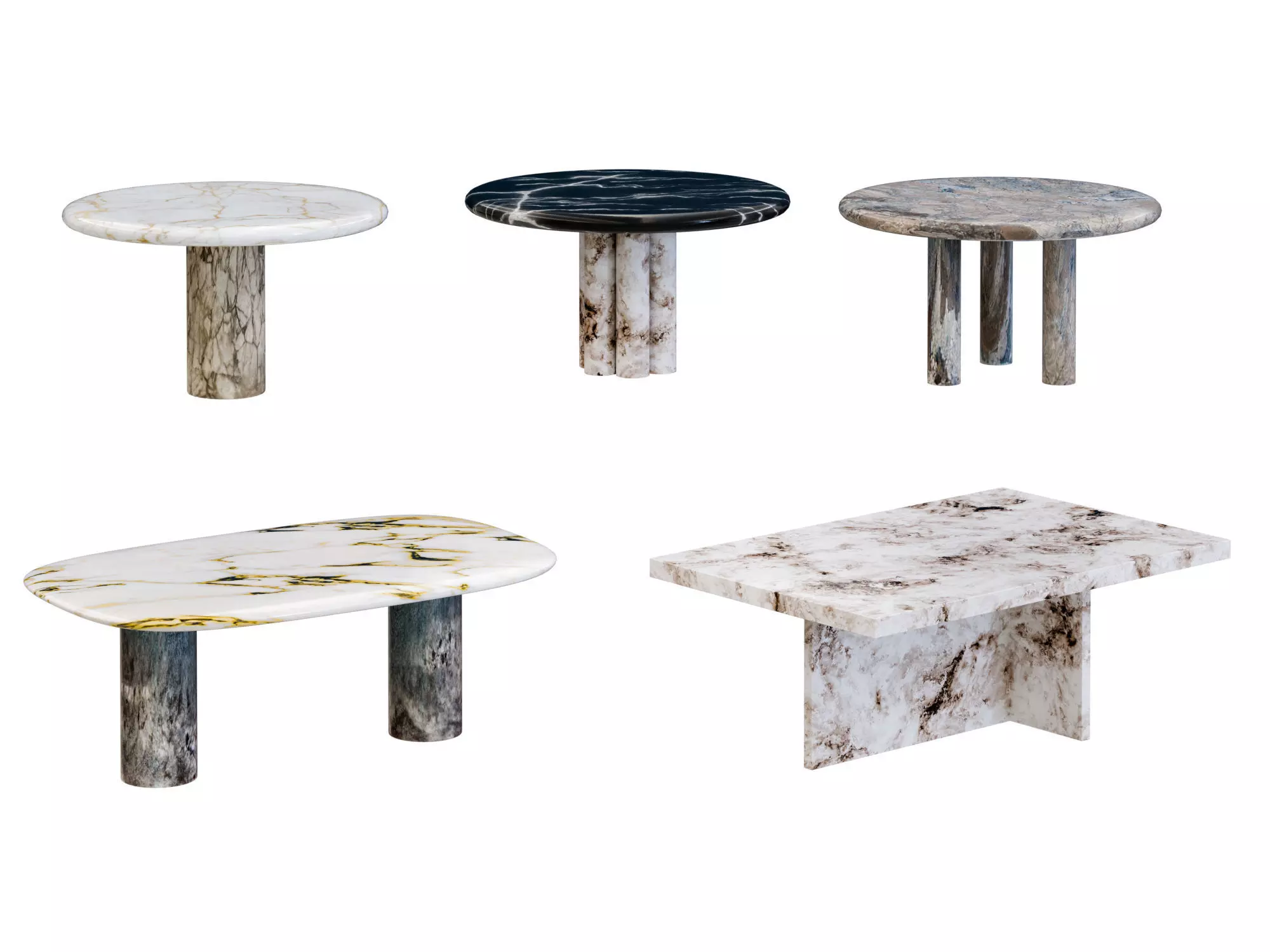 Marble Table Collection Low-poly 3D model_0